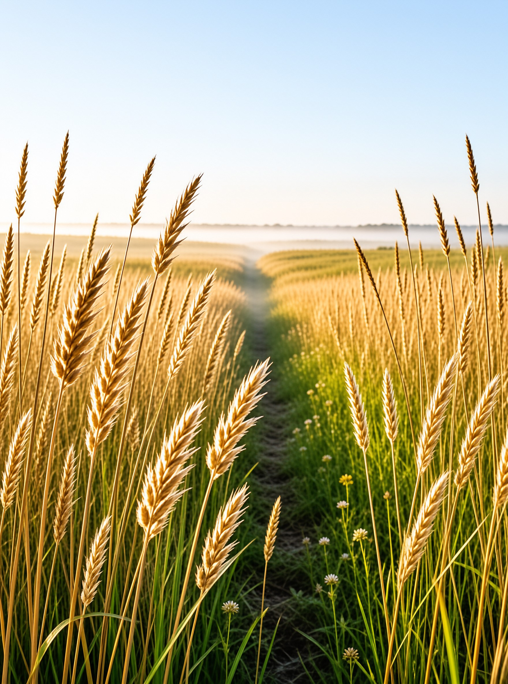 Sunlit Wheat Field at Dawn