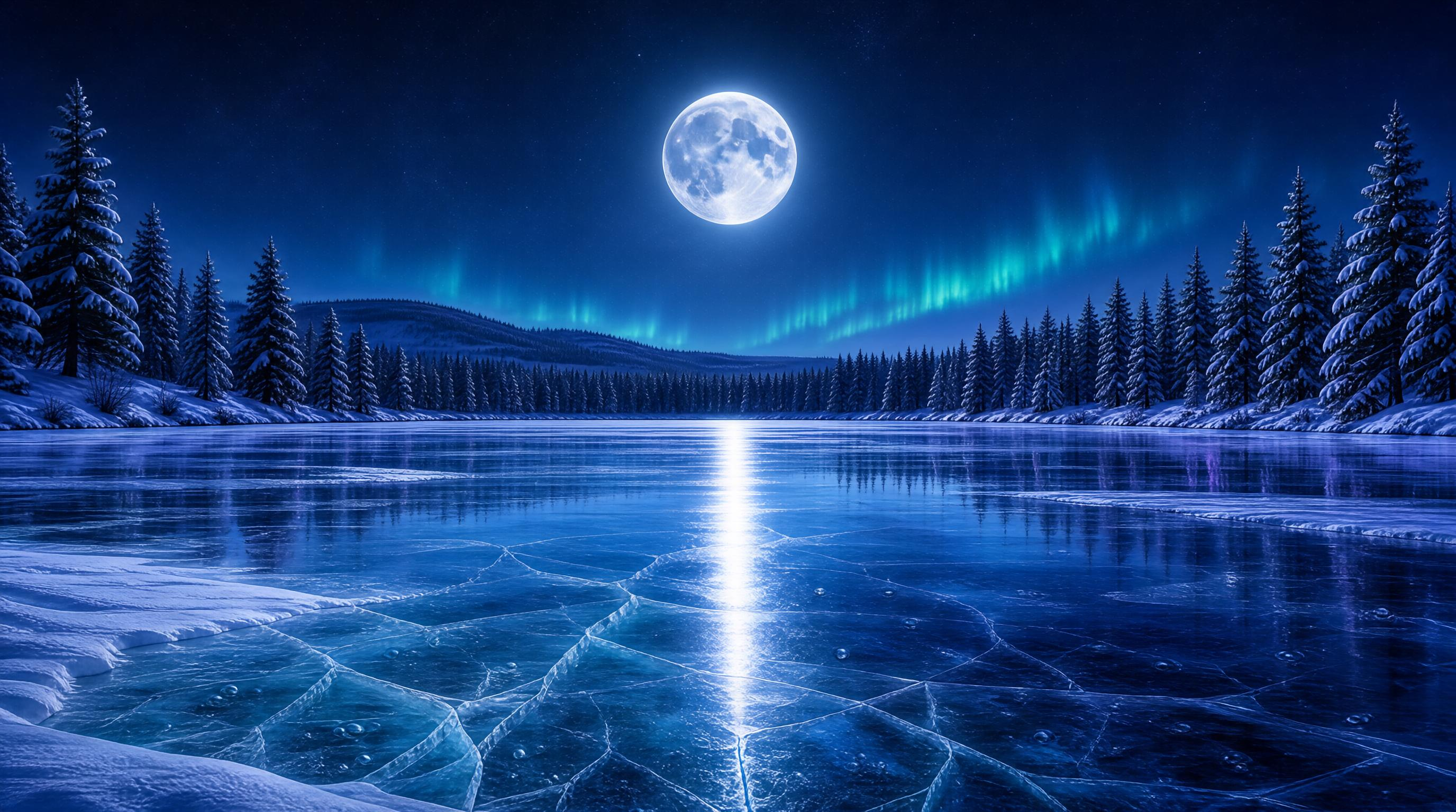 Winter Night with Aurora