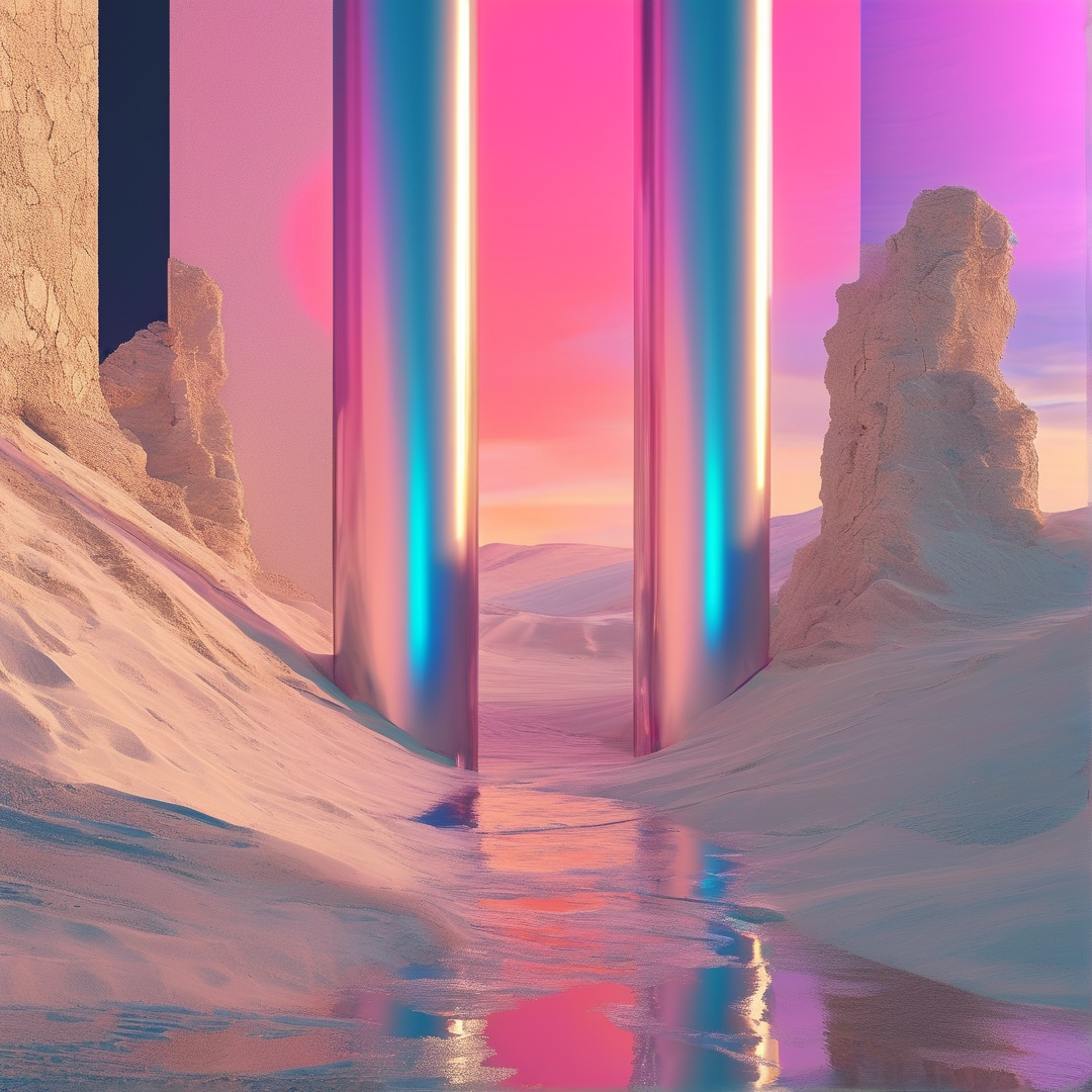 Surreal Desert Light Pillars