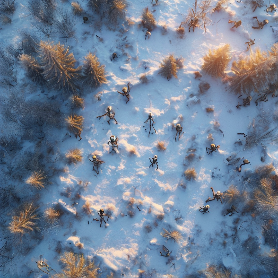 Skeletons in a Snowy Field