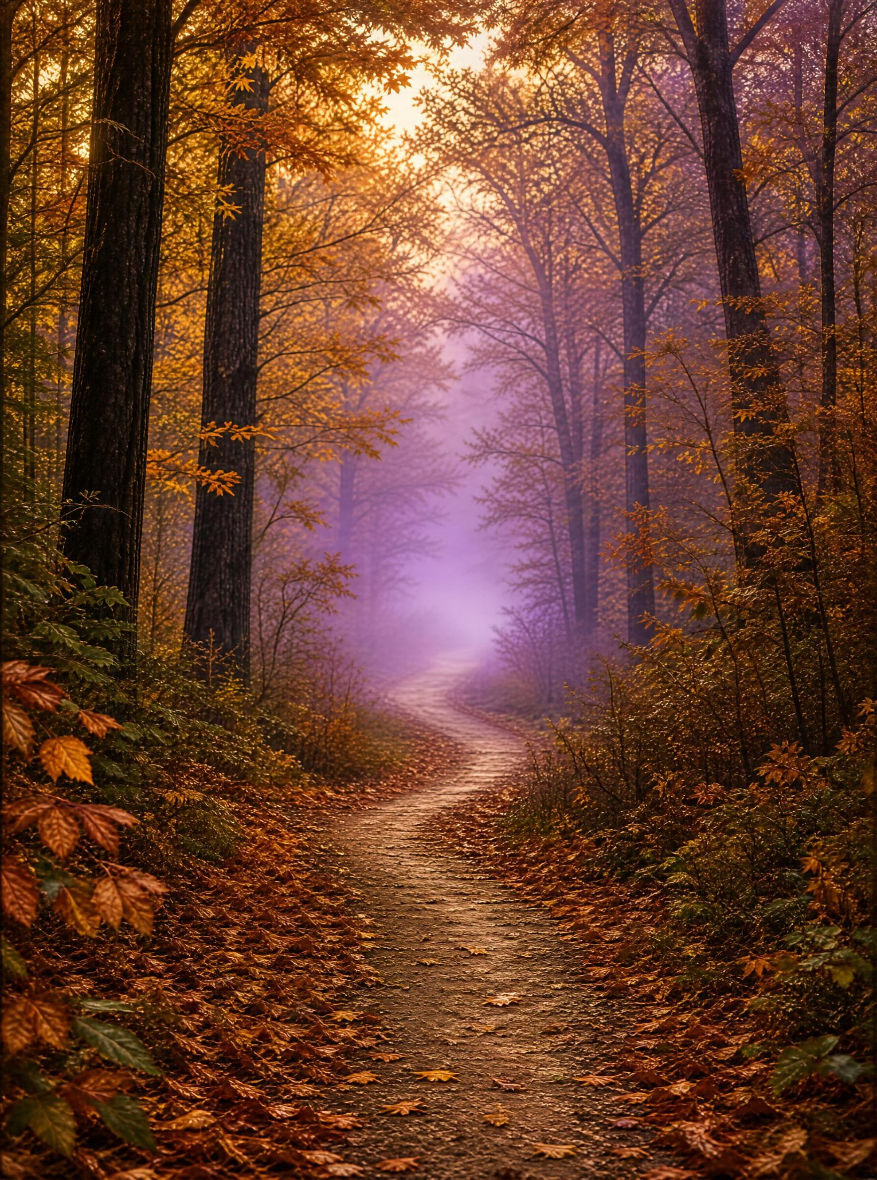 Misty Autumn Forest Path