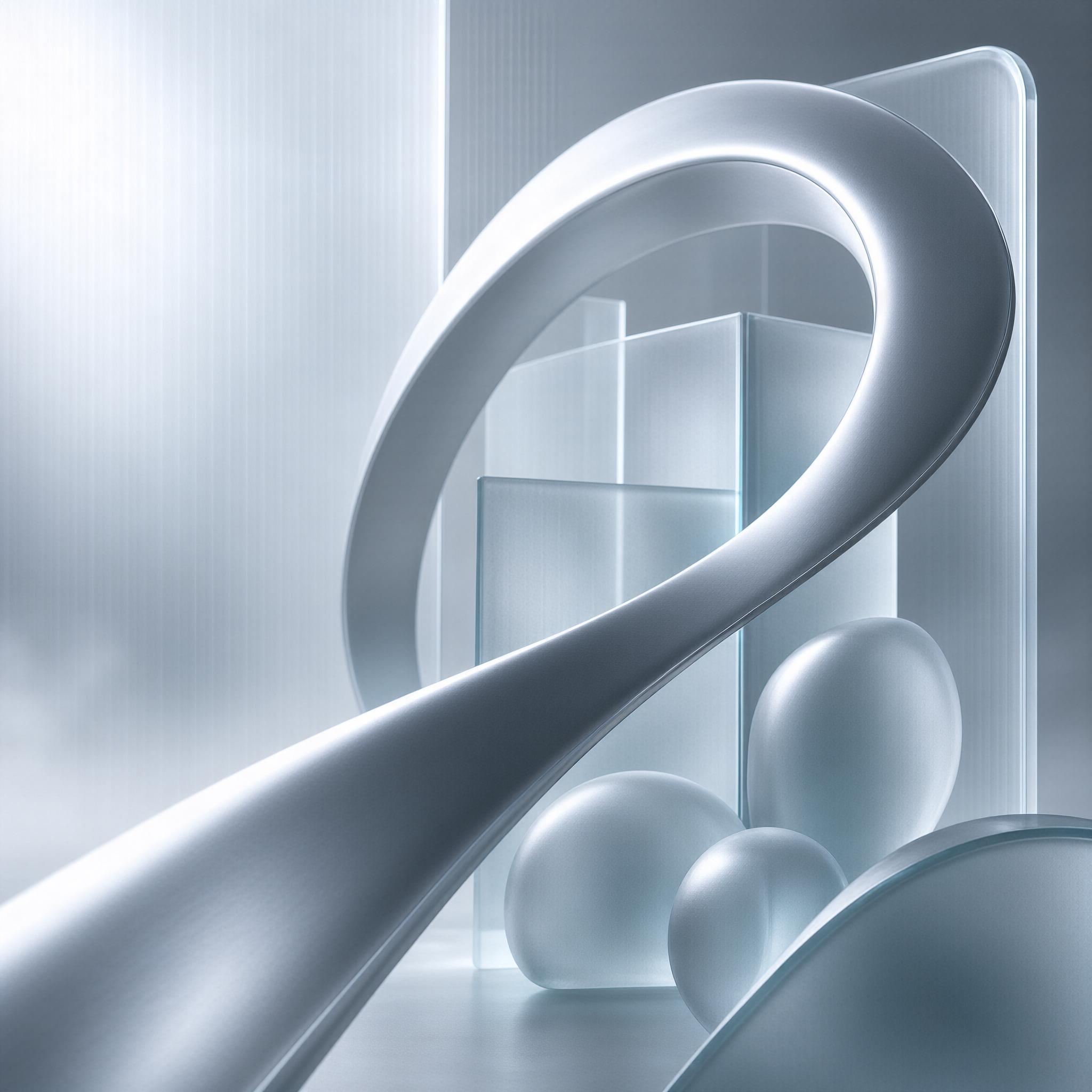 Flowing Silver Ribbon Abstract