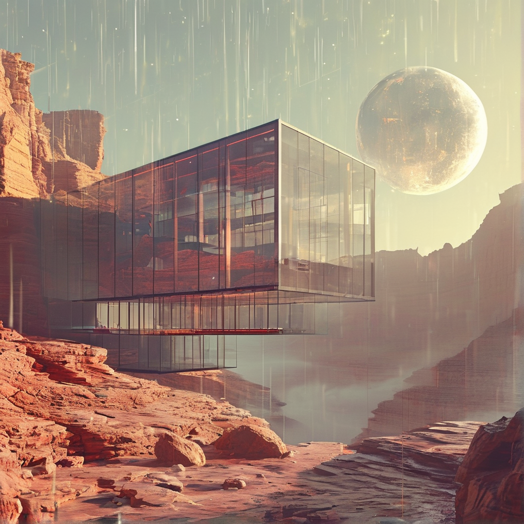 Glass Pavilion on Martian Mesa