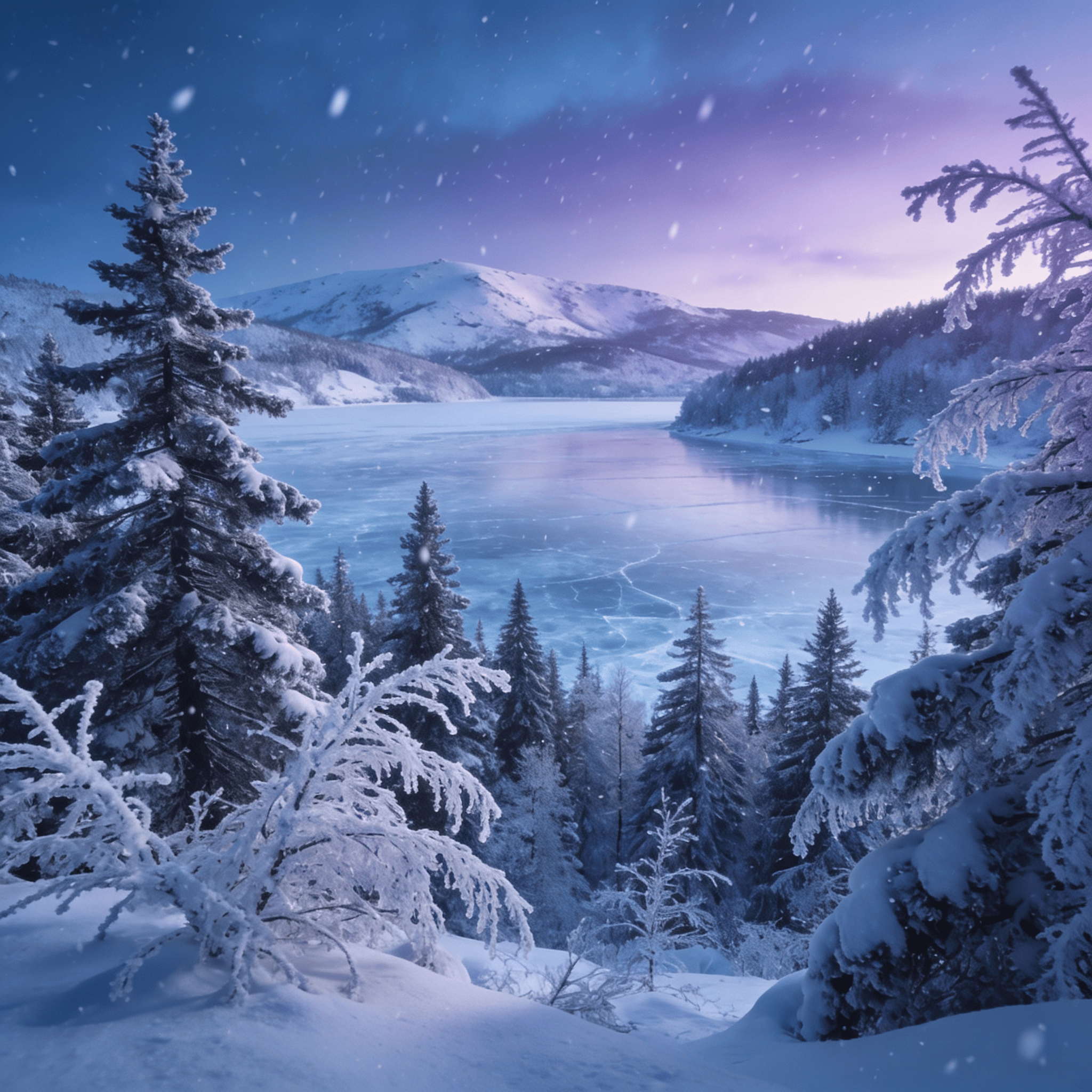Frozen Lake Beneath Quiet Pines
