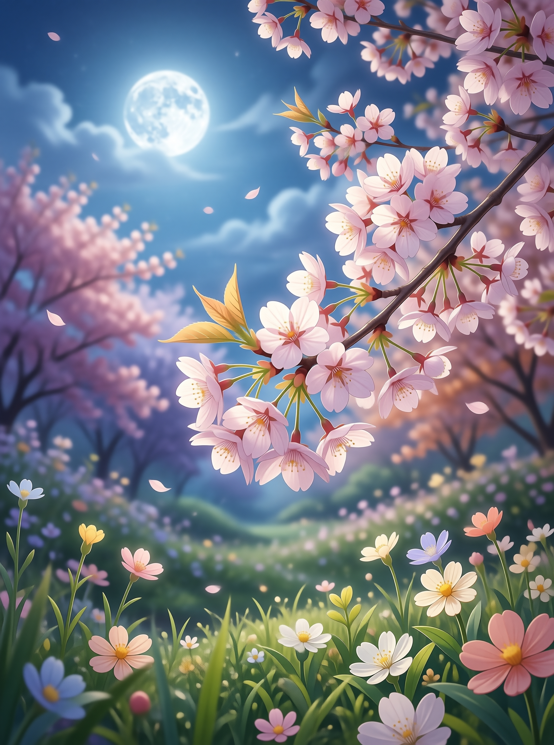 Spring Night Cherry Blossoms
