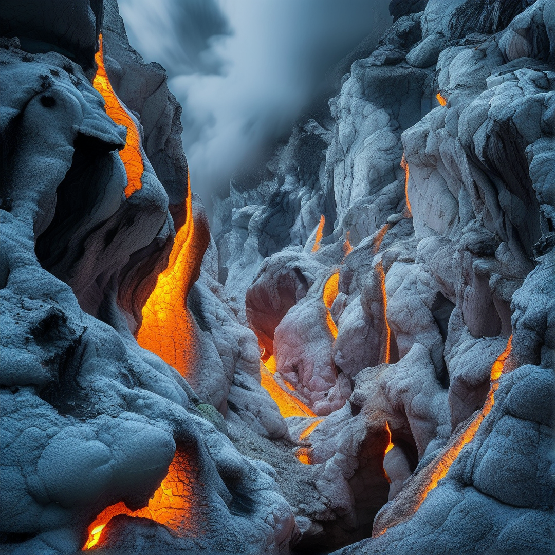 Volcanic Lava in Snowy Canyon
