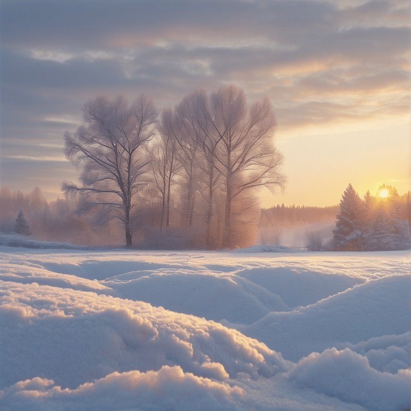 Winter Sunrise in the Snow