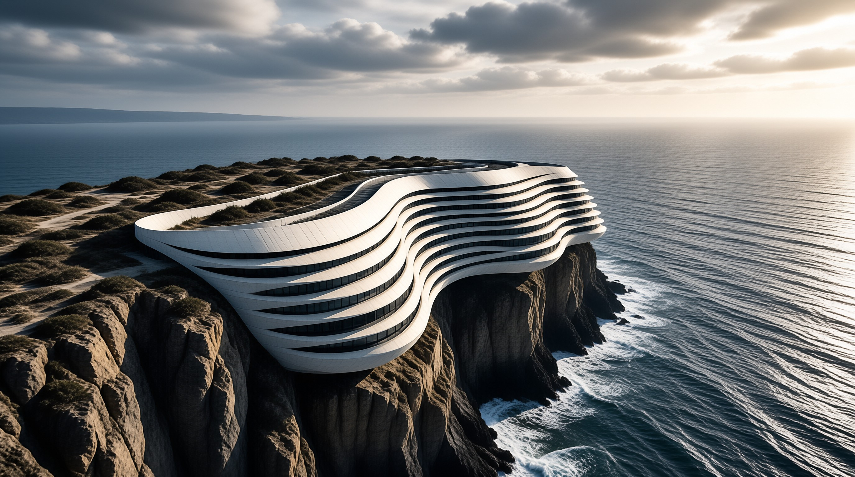 Futuristic Cliffside Building