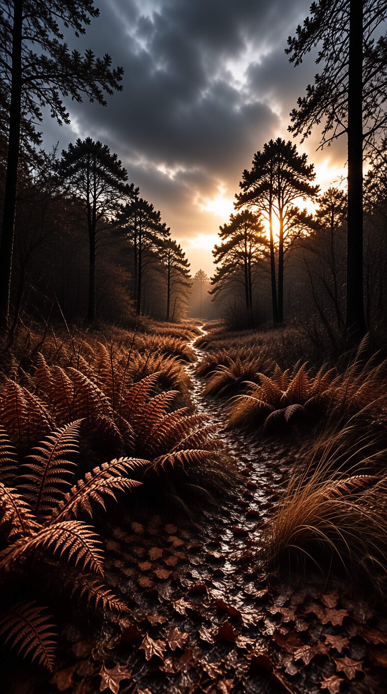 Forest Path at Sunset