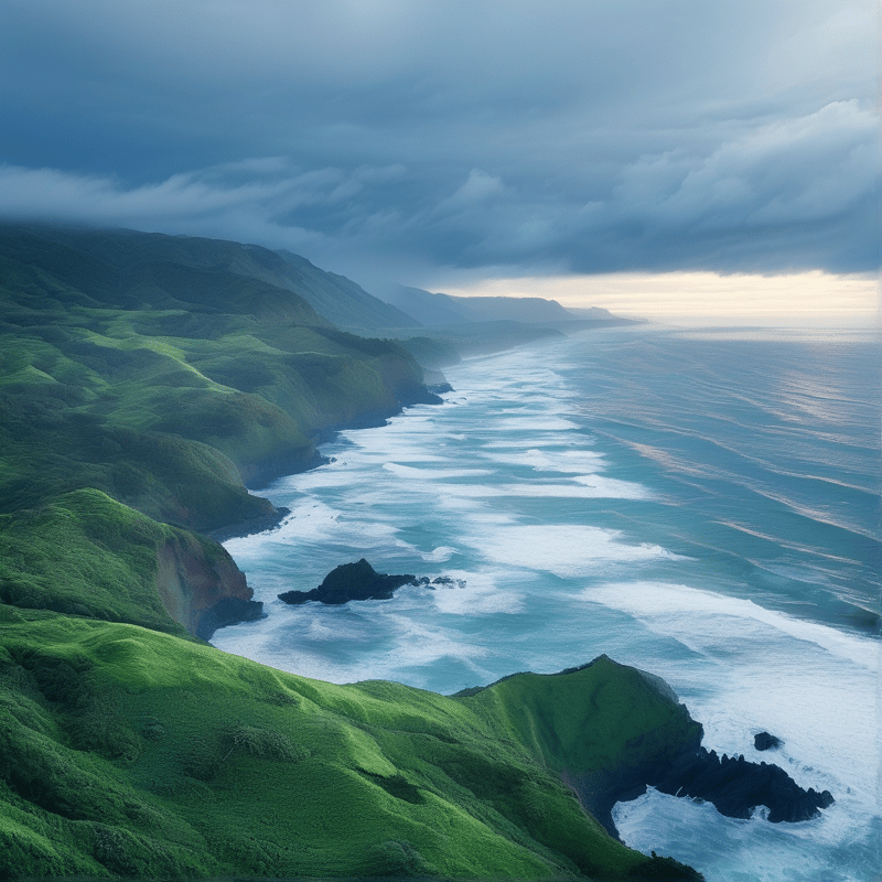 Lush Coastal Cliffs at Dawn