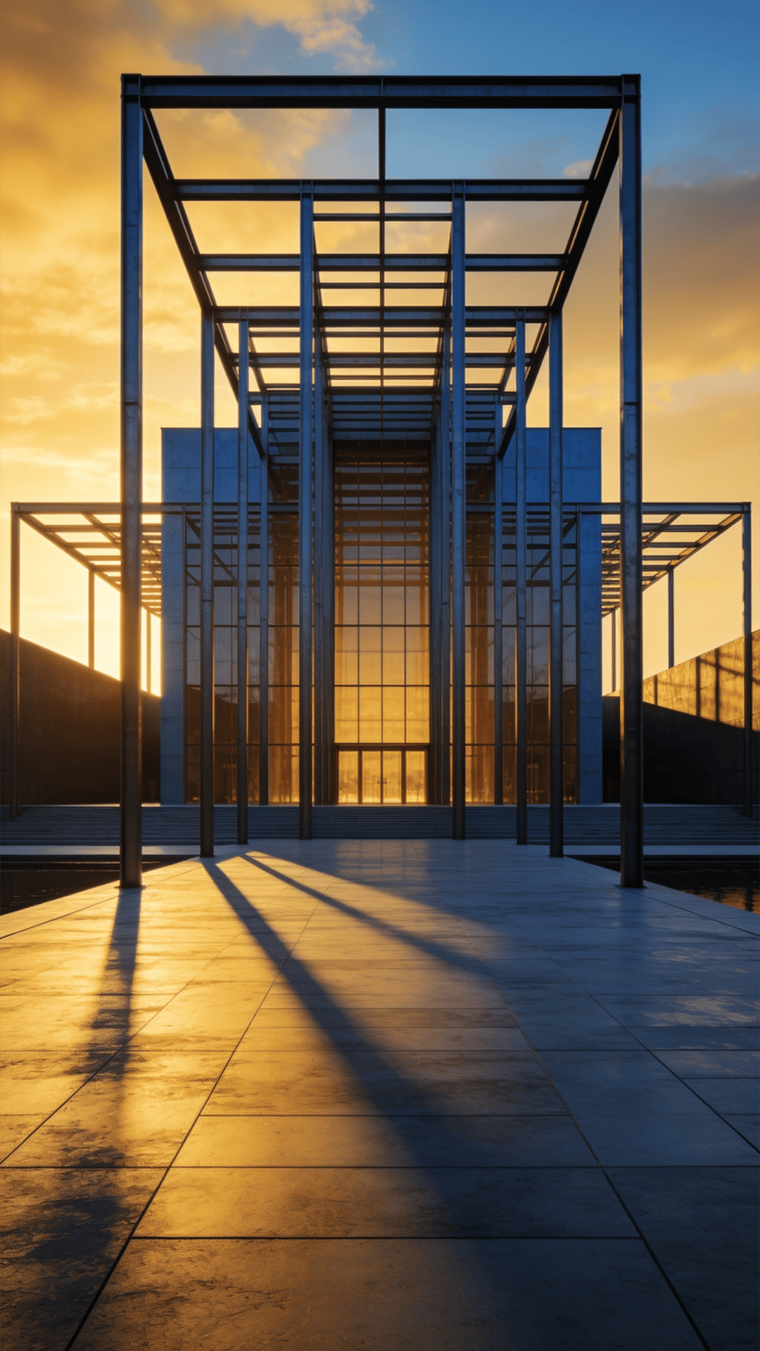 Museum with Steel Frame — Golden Sunset