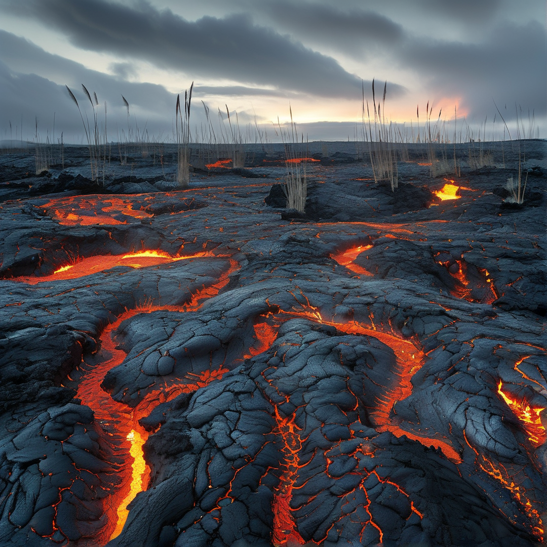 Volcanic Lava Flow Landscape
