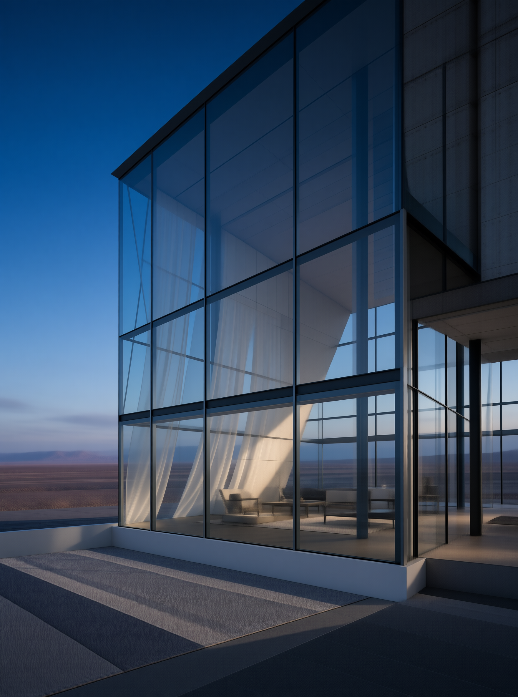 Modern Glass Villa at Twilight