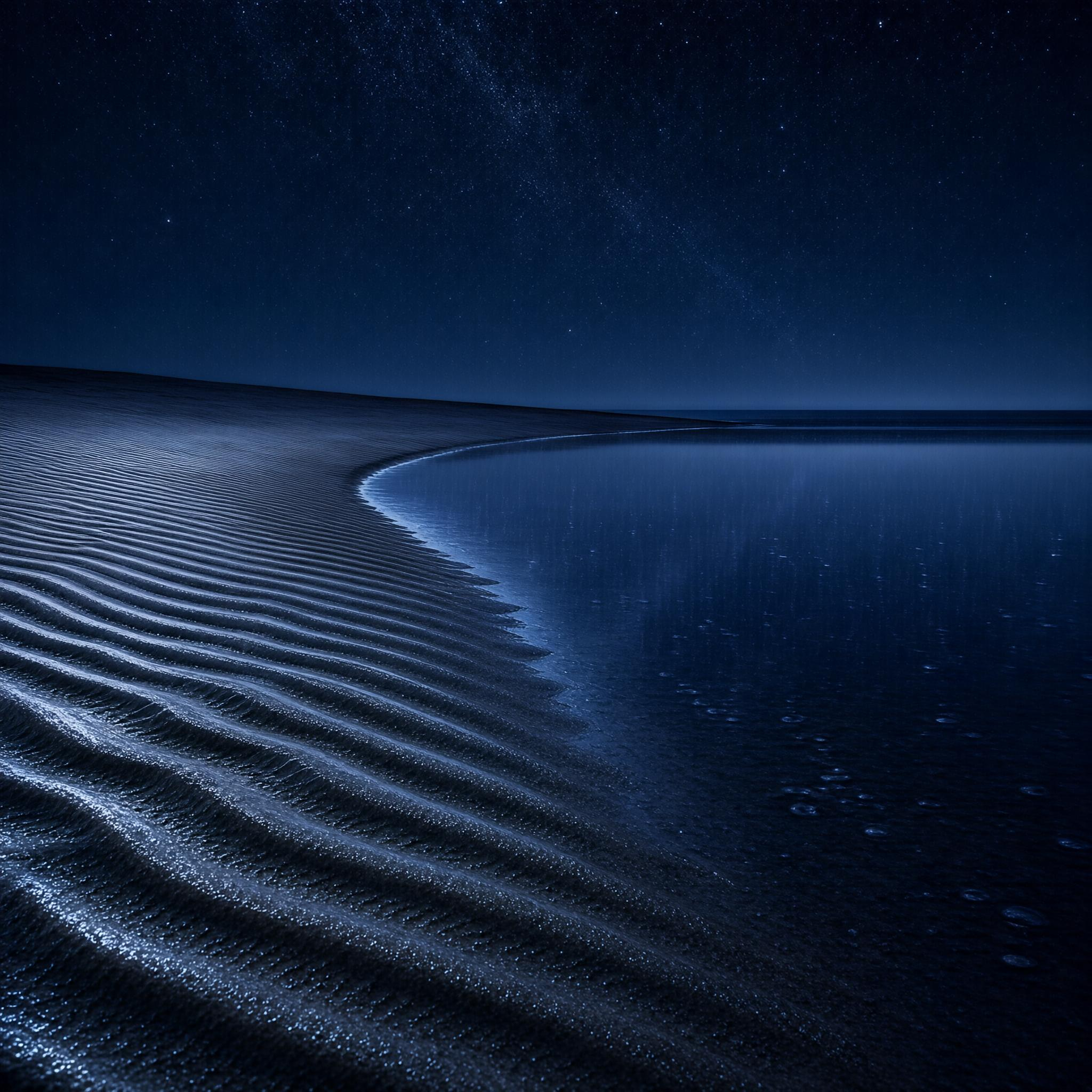 Night Beach with Sand Ripples