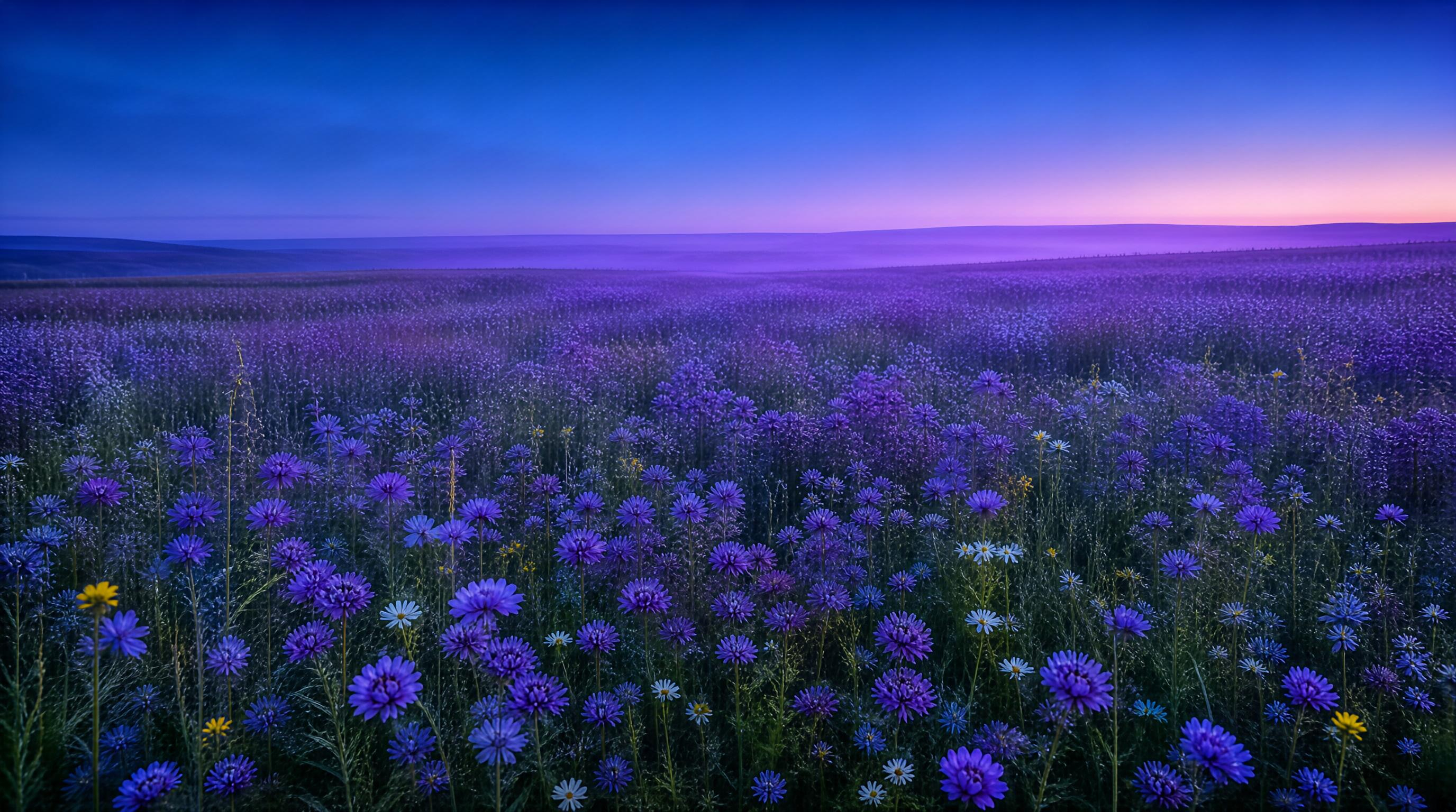Purple Flower Field at Dusk