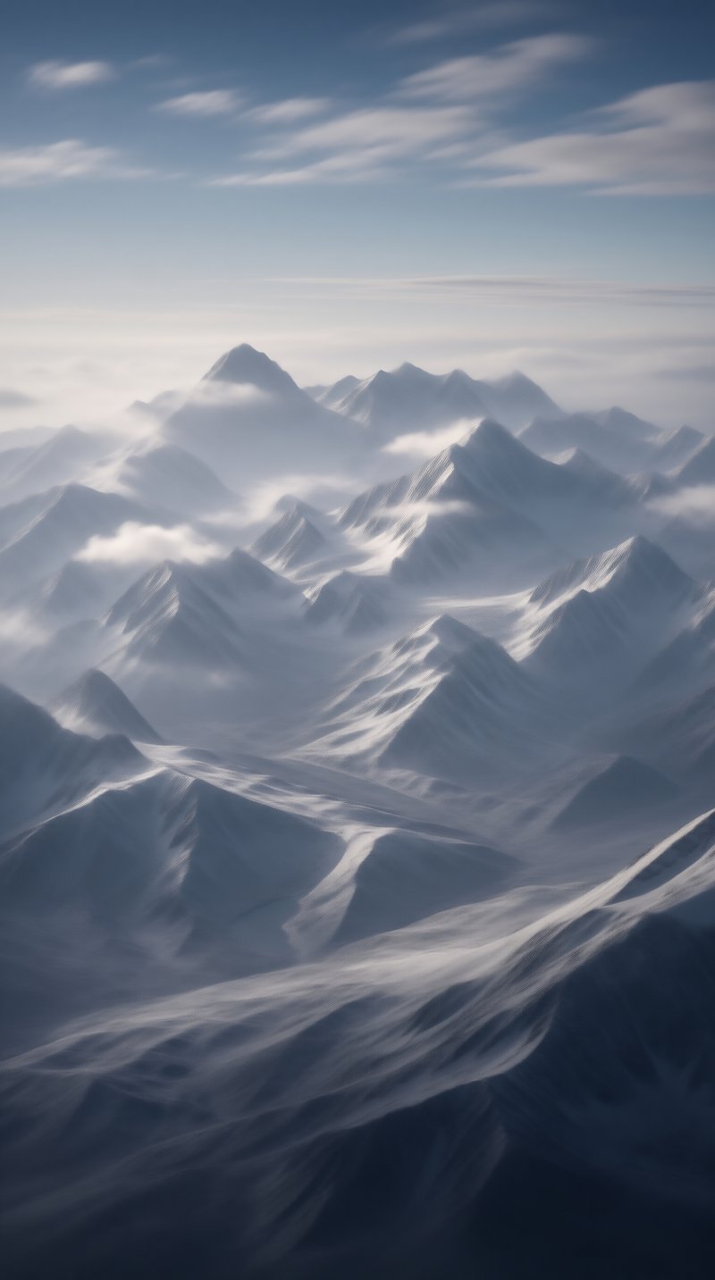 Misty Snow Mountains