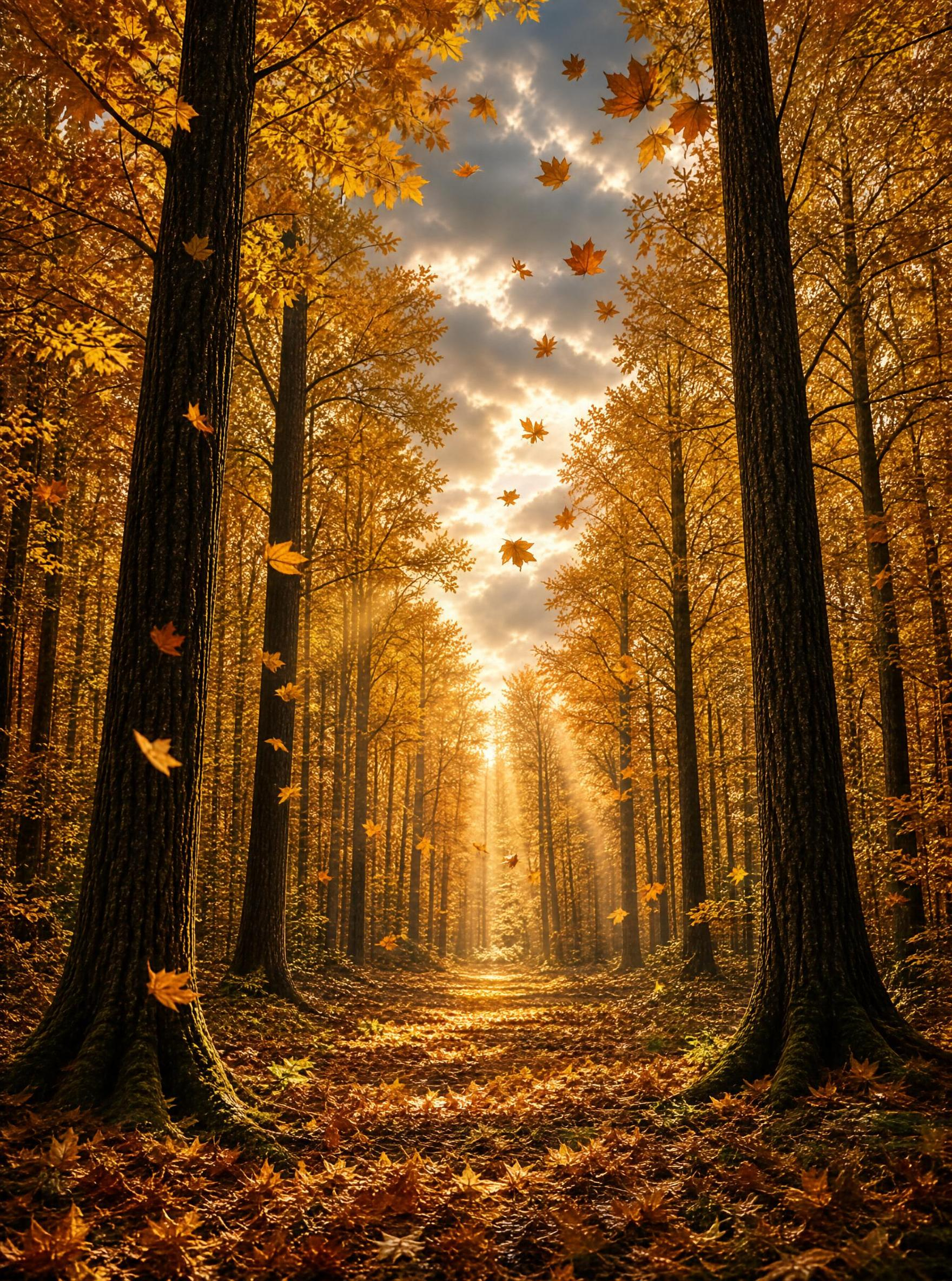 Golden Autumn Forest Path