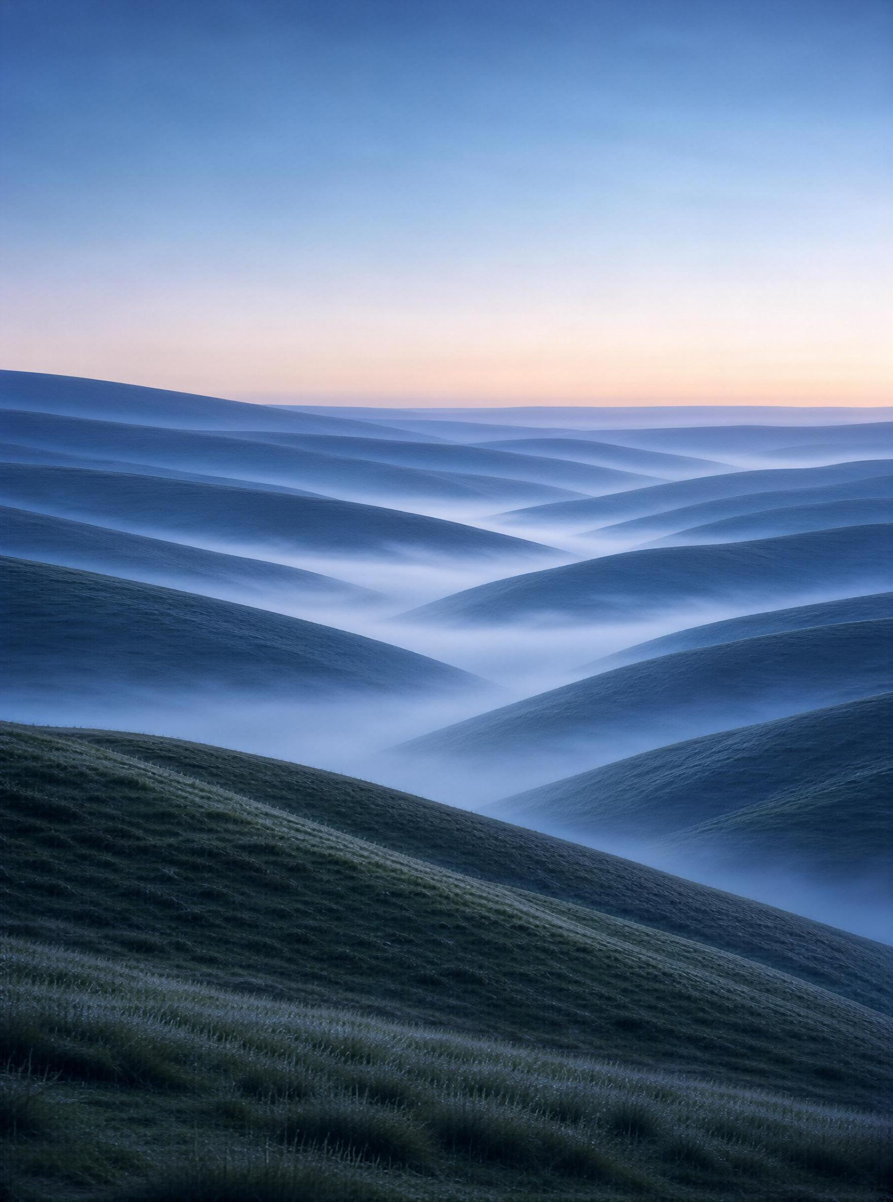 Misty Rolling Hills at Dawn