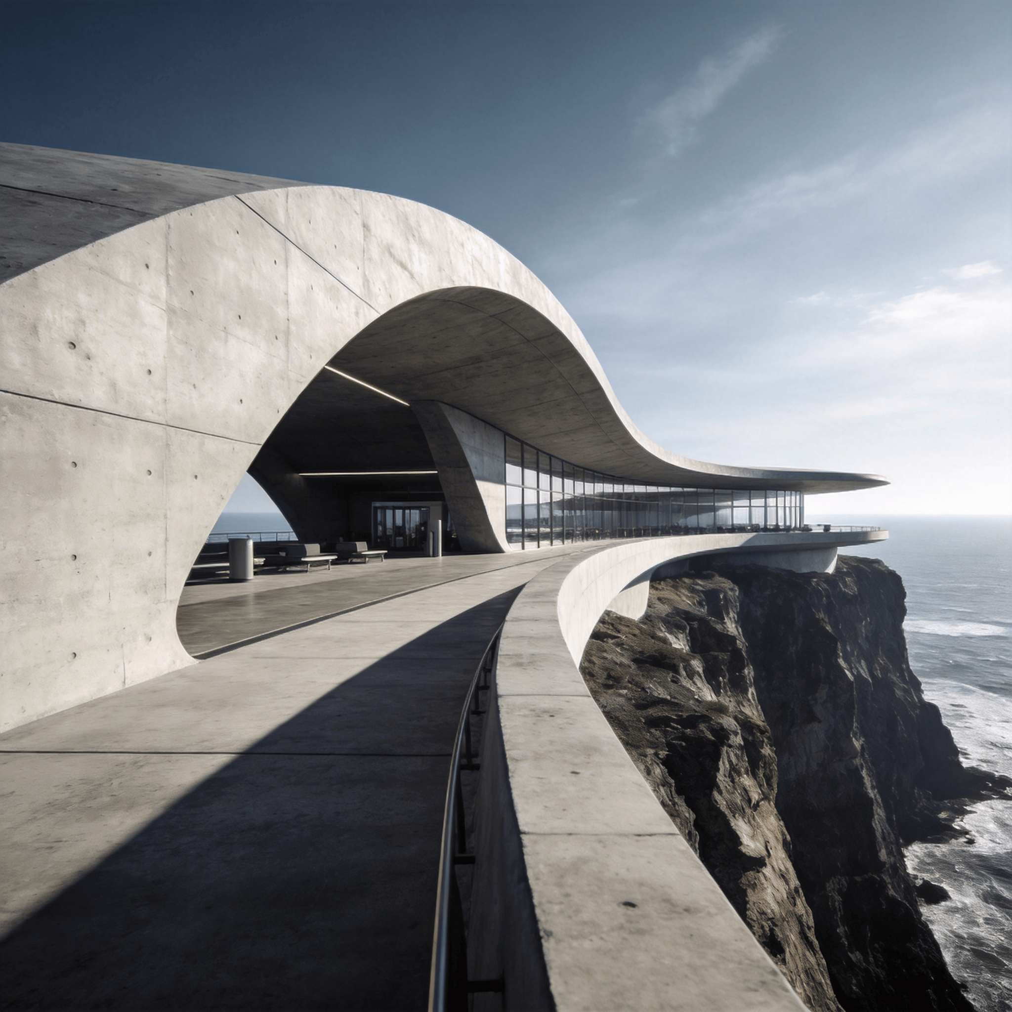 Terminal with Curved Concrete — Coastal Cliff
