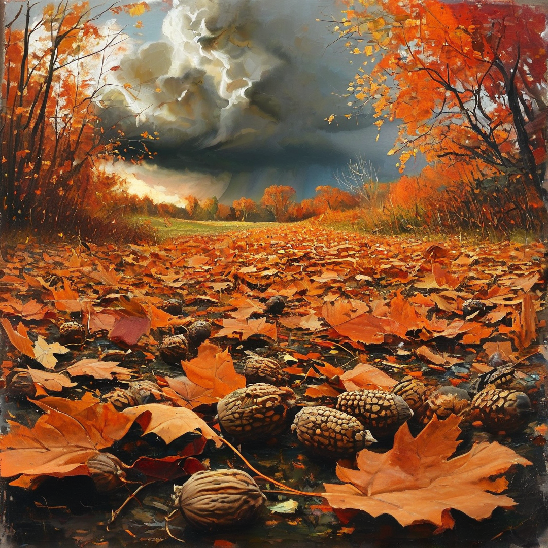 Autumn Leaves and Pinecones