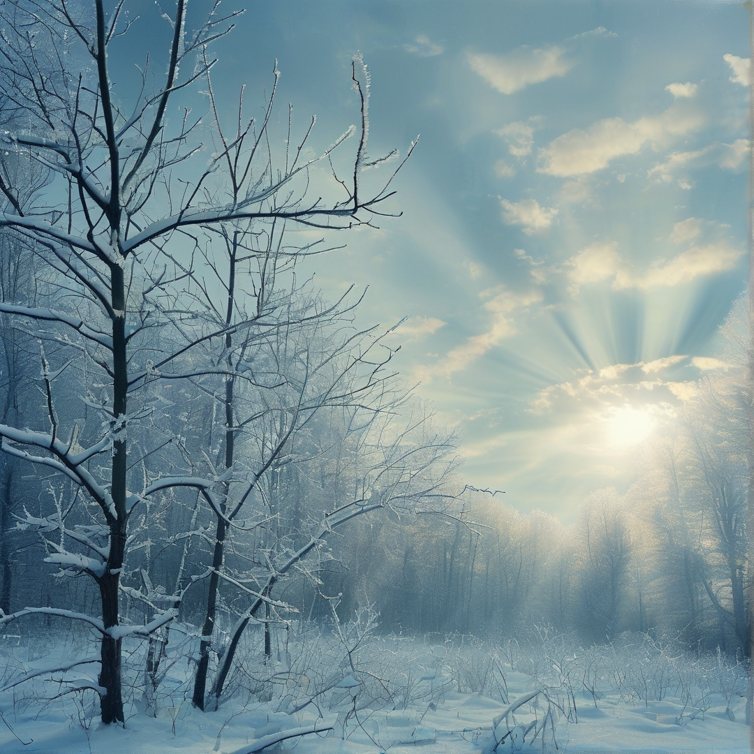 Winter Sunrise in Forest