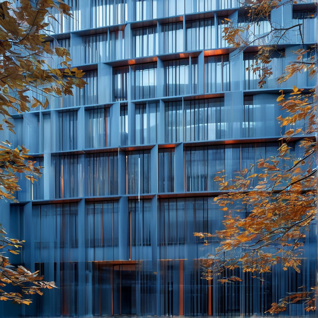 Glass Building with Autumn Trees