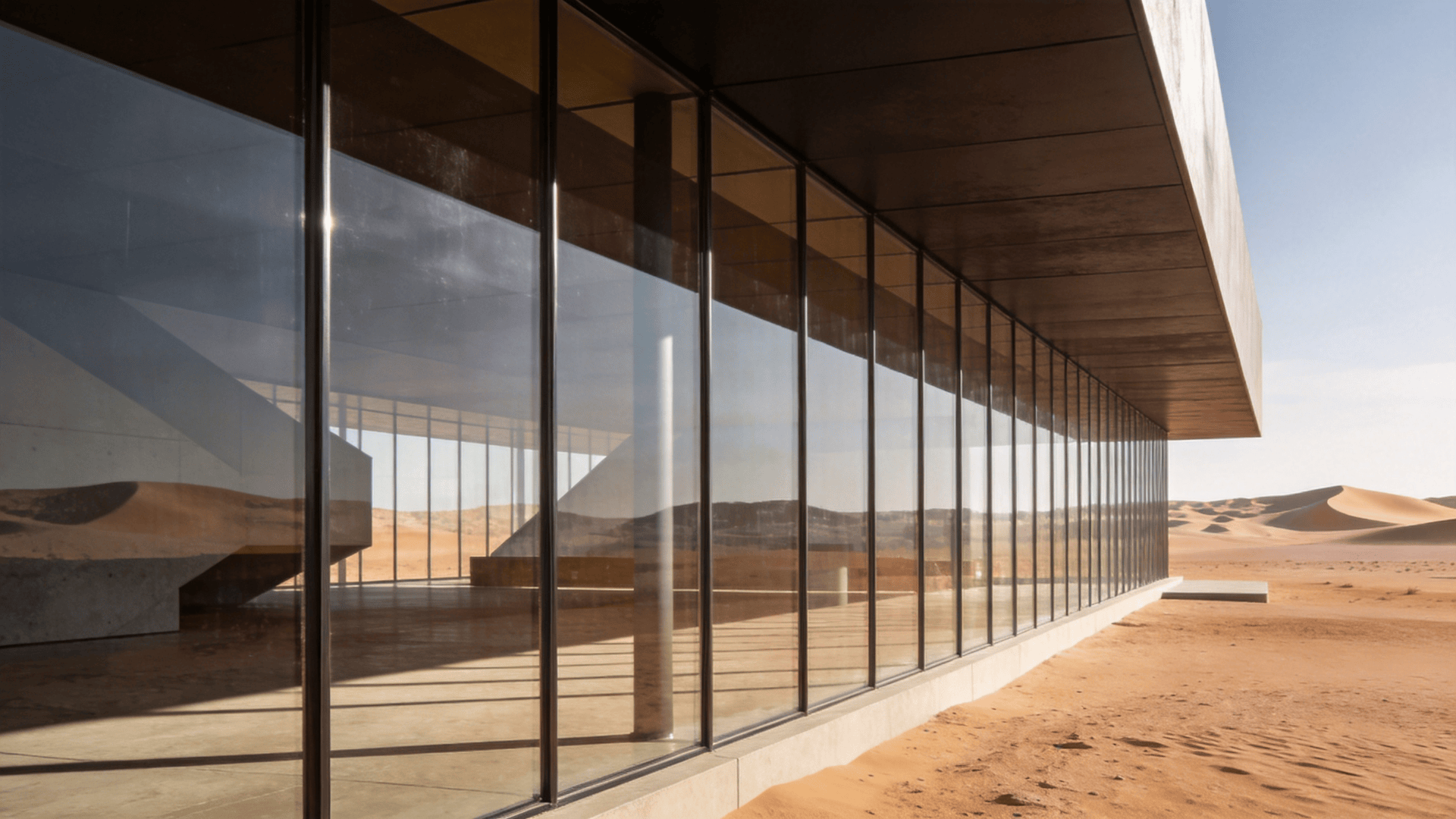 Cultural Center with Glass Curtain Wall — Desert Plain