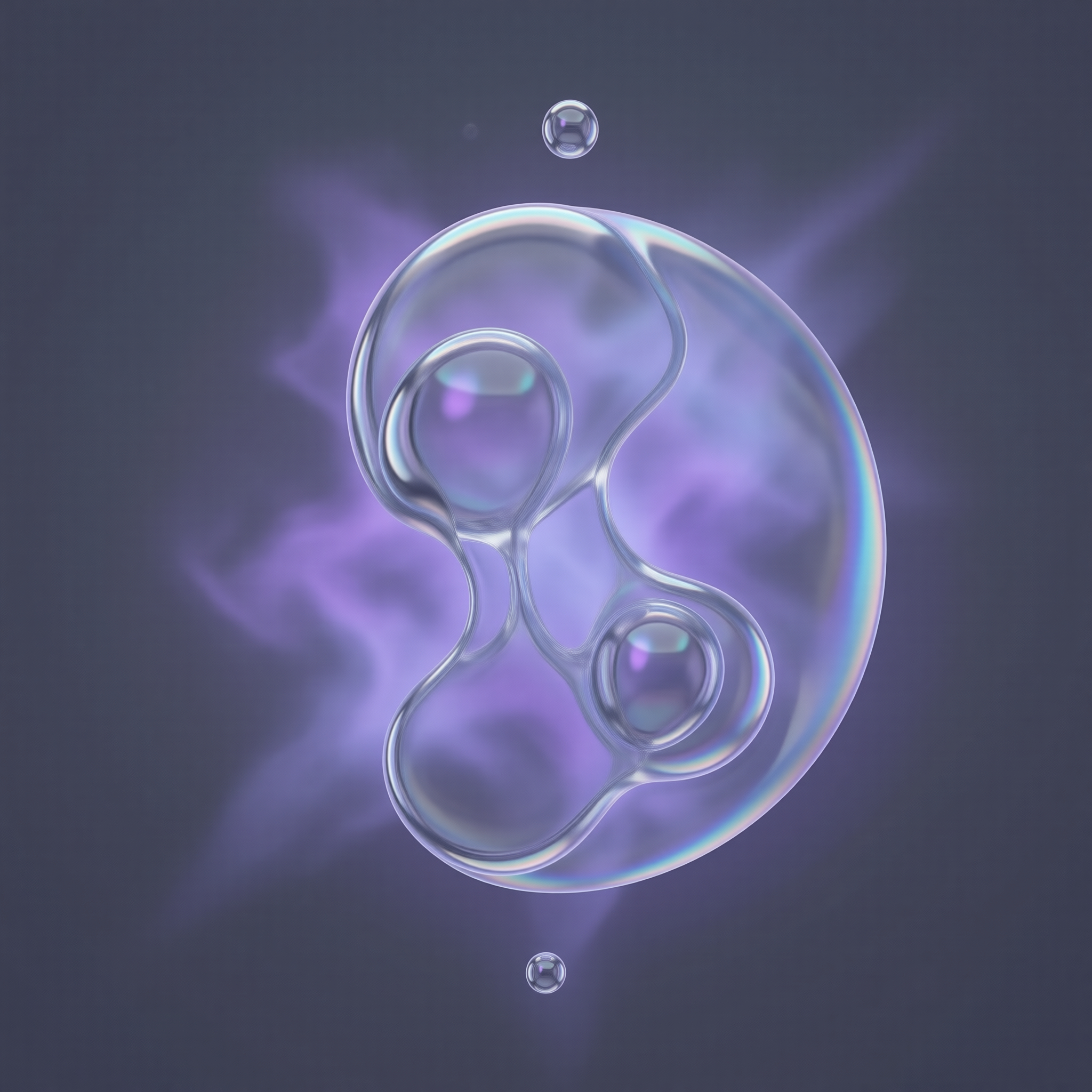 Translucent Bubble Structure with Purple Glow
