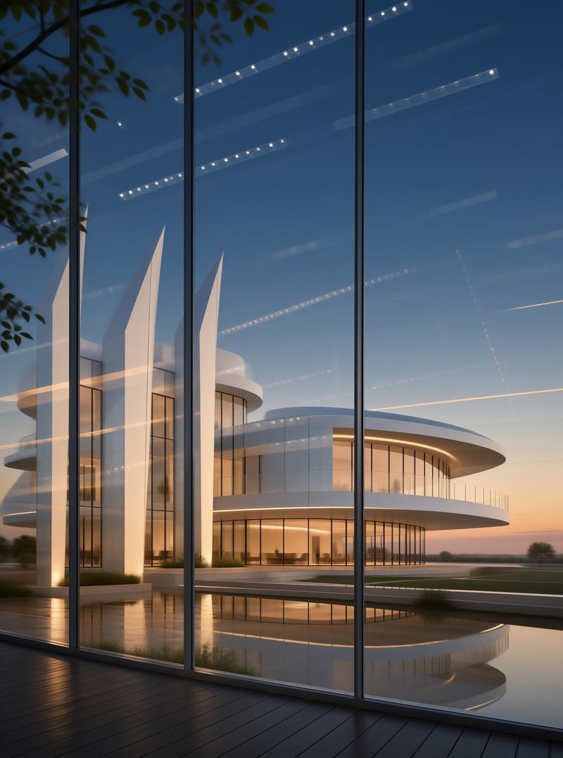Futuristic Pavilion at Dusk