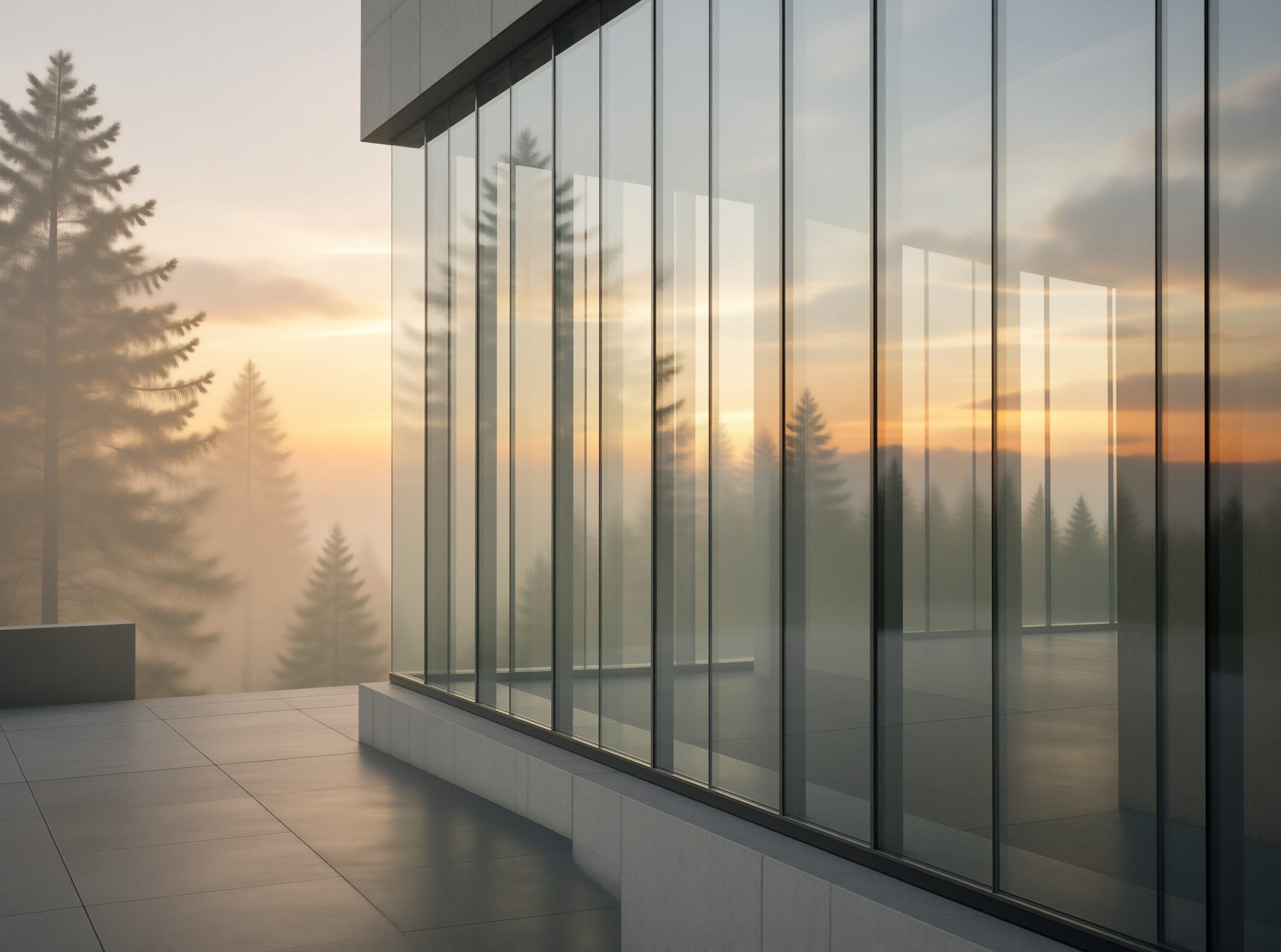 Modern Glass Building at Dawn