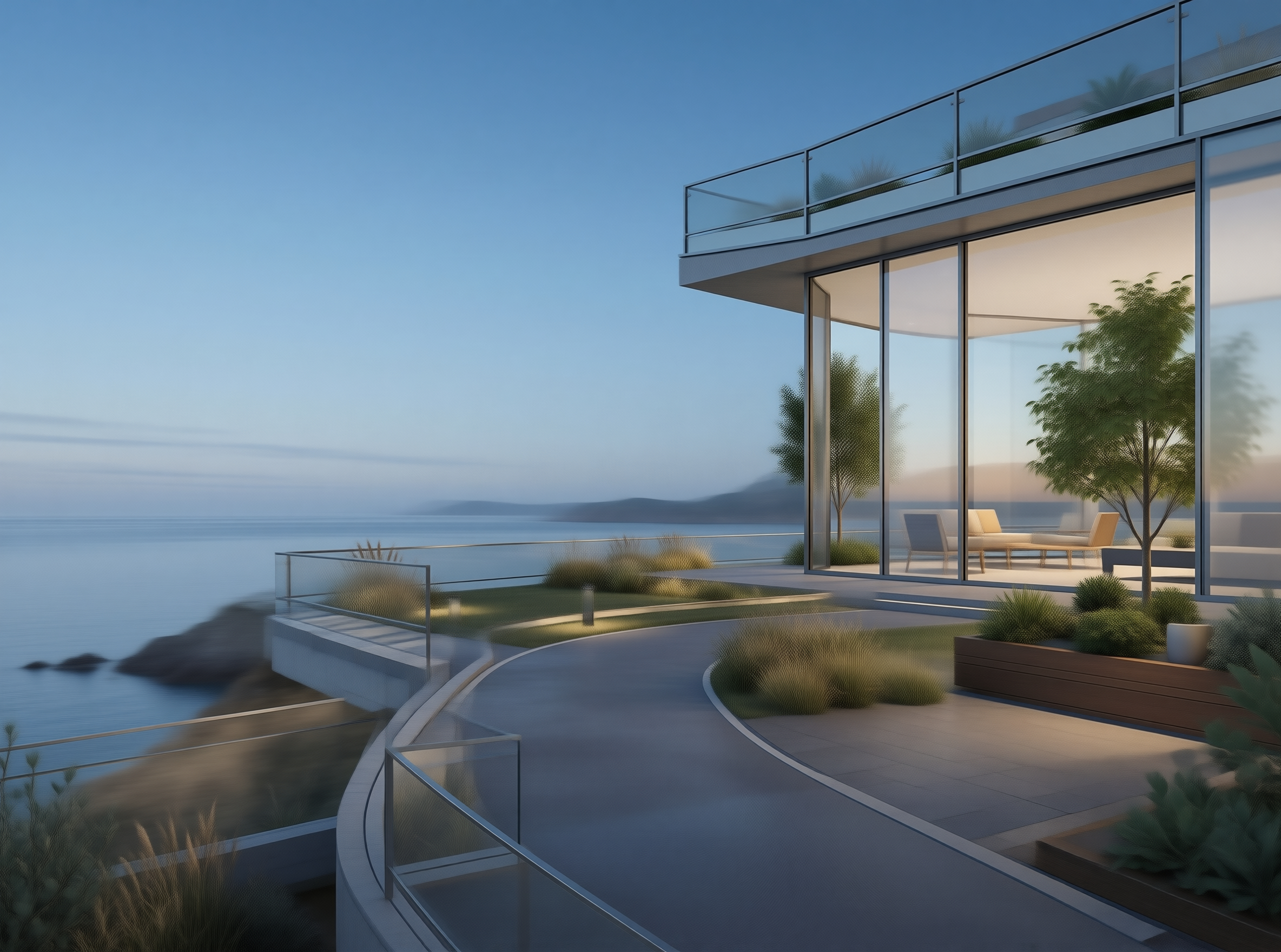 Cliffside Villa in Coastal Dusk