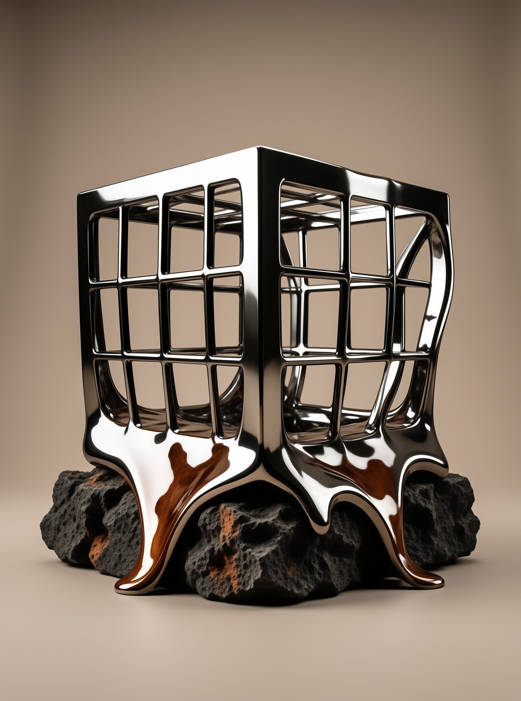 Melting Metallic Cube