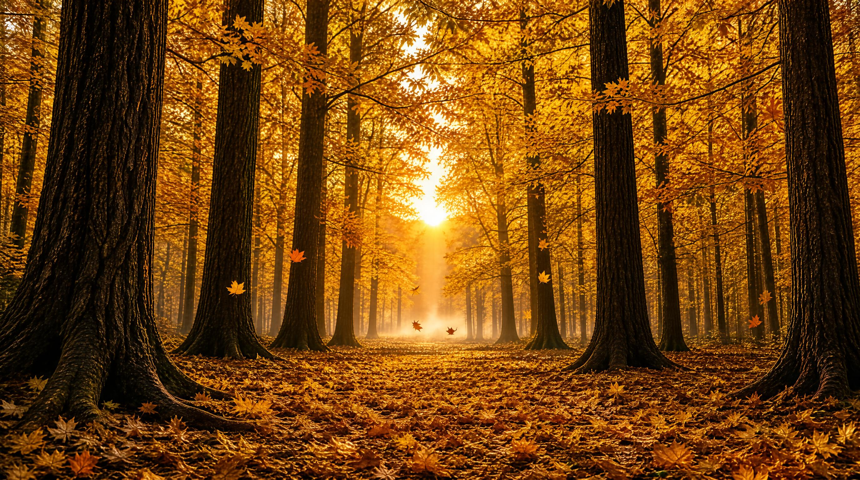 Sunlit Autumn Forest