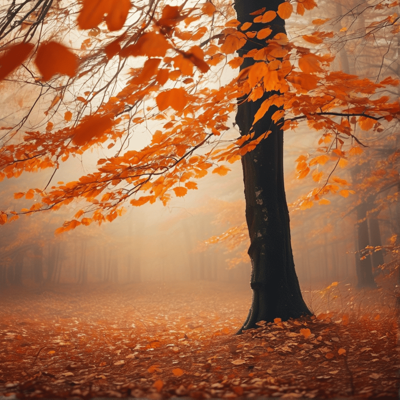 Misty Golden Autumn Forest