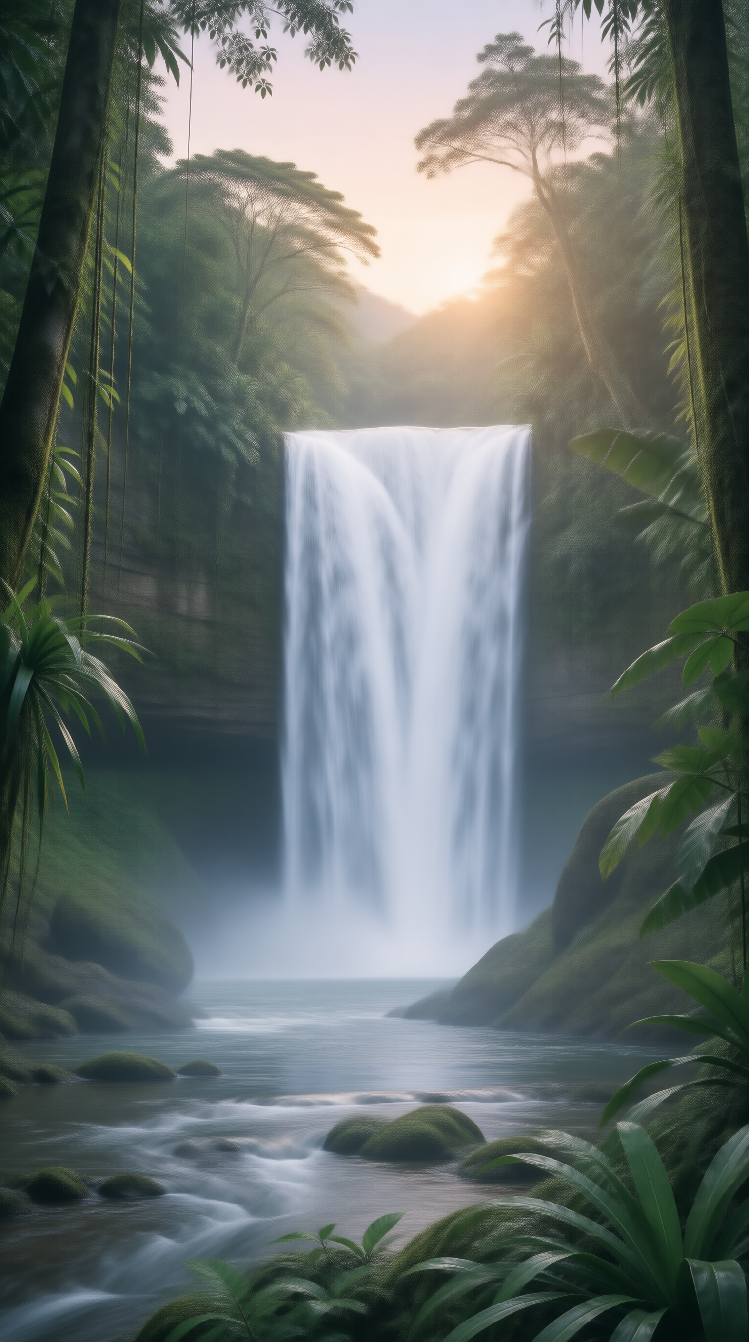 Misty Jungle Waterfall