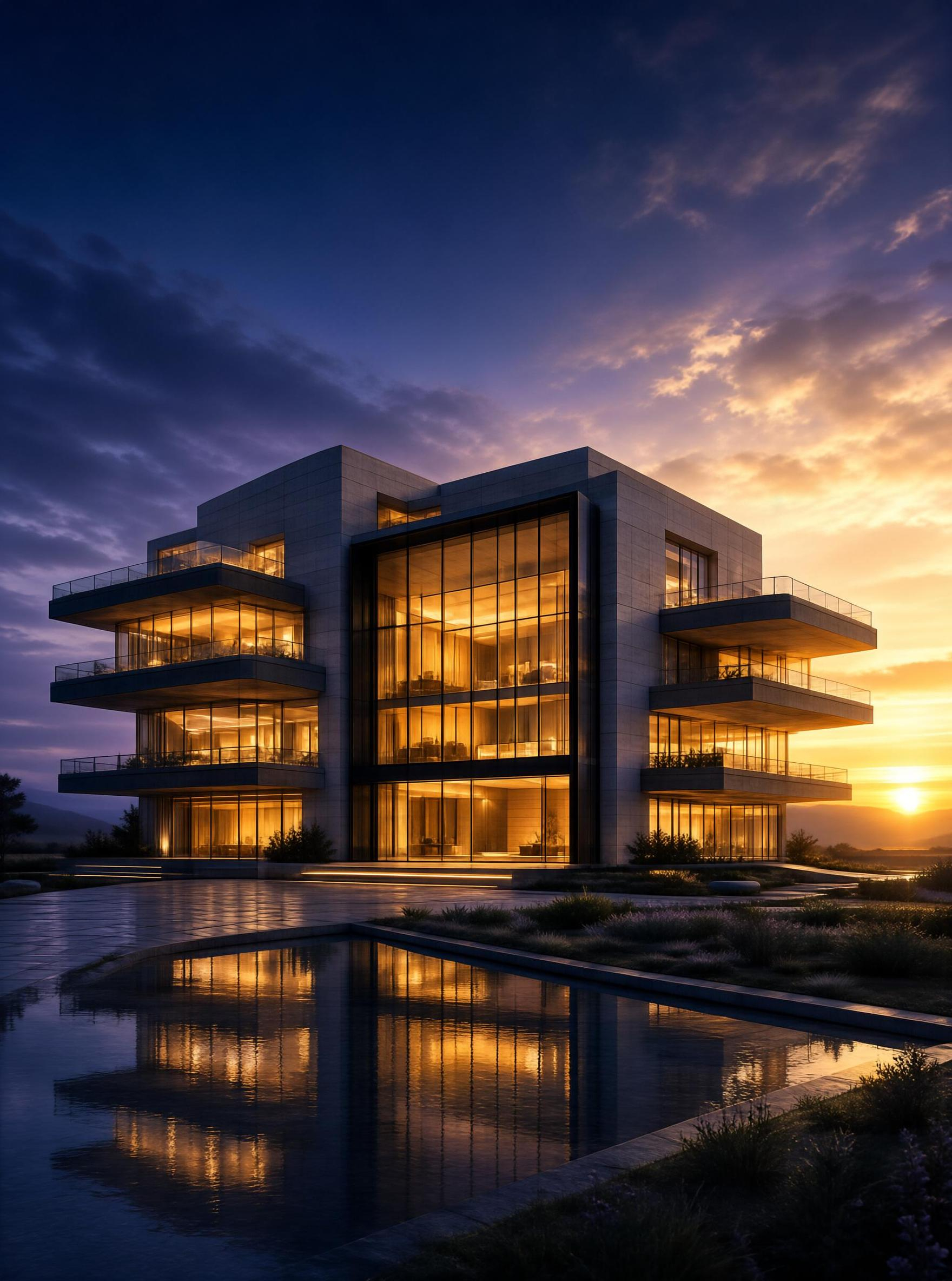 Luxury Modern Villa at Sunset