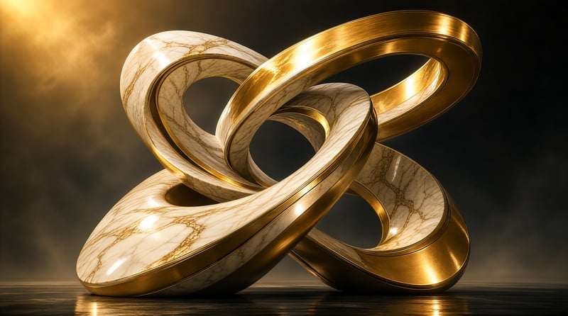 Abstract Golden Marble Sculpture