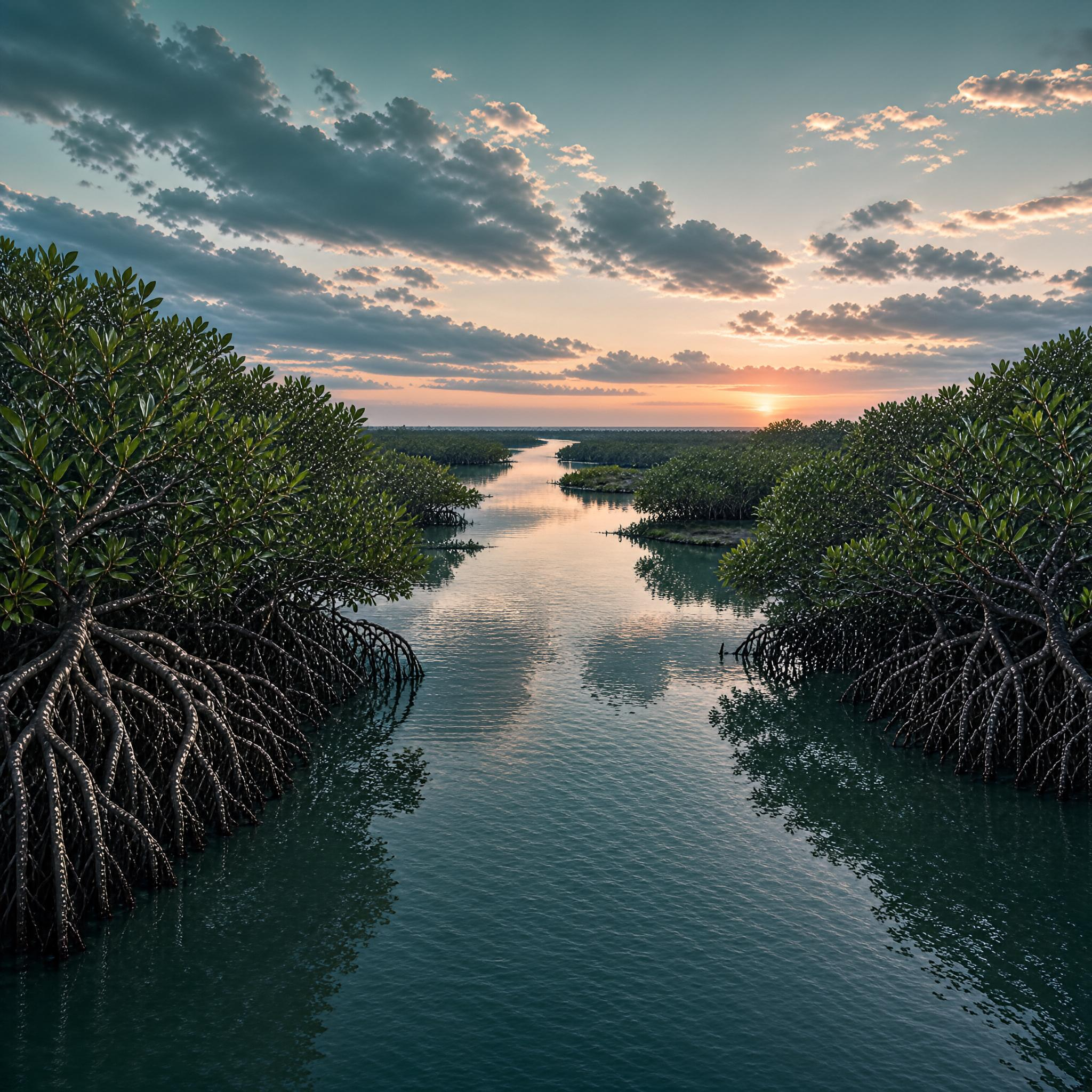 Mangrove Sunset River
