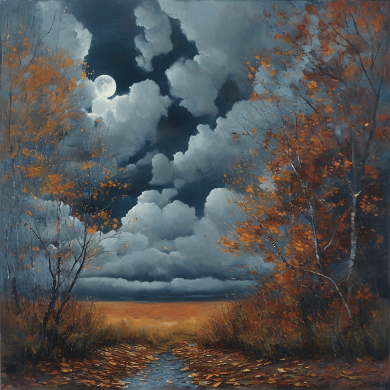 Moonlit Autumn Path