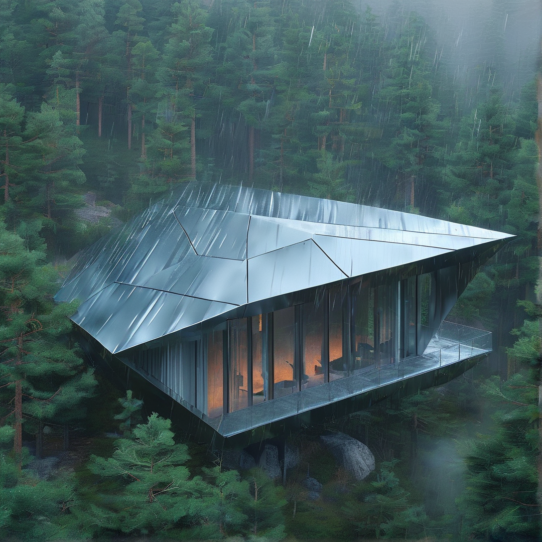 Sleek Cabin in Misty Woods