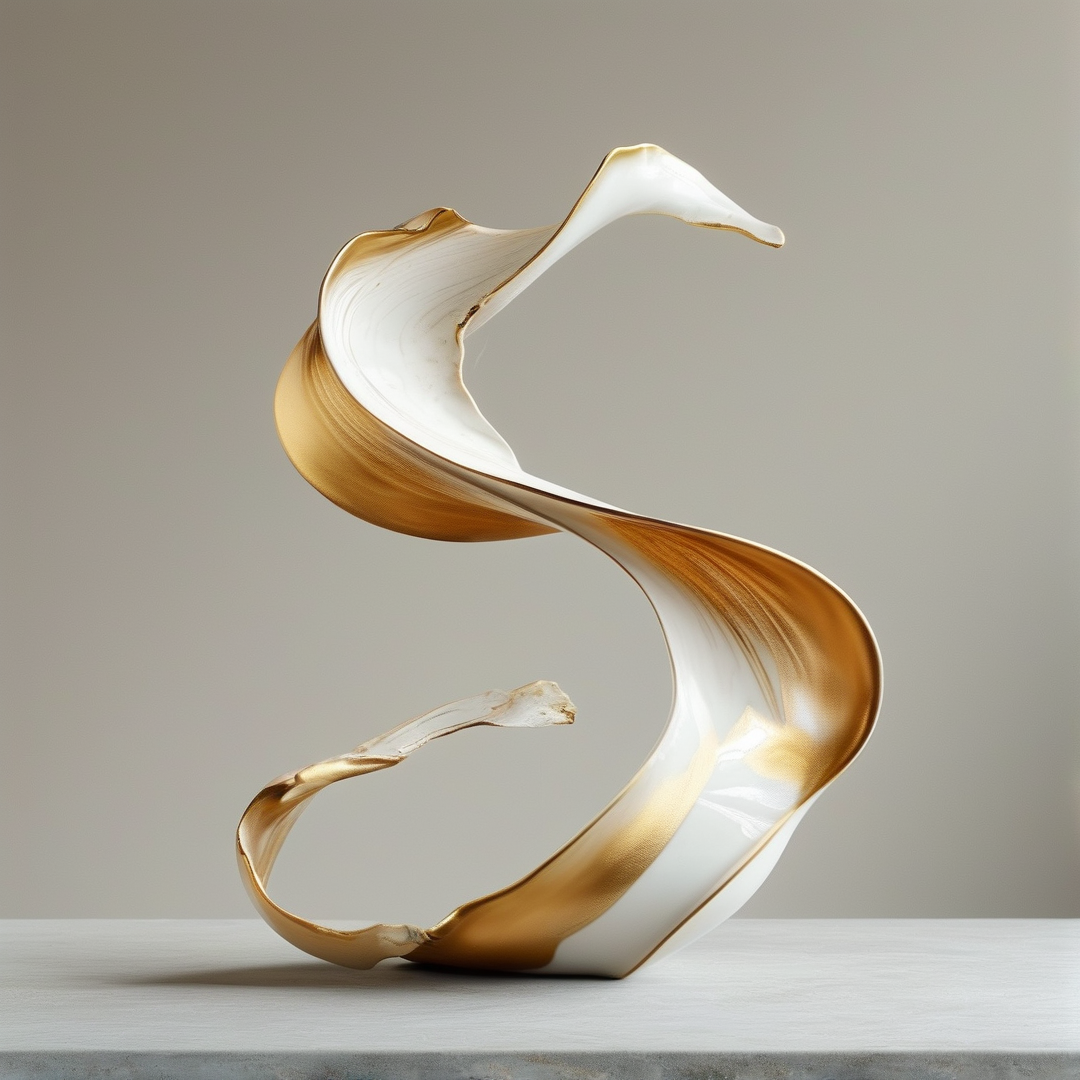 Flowing Gold White Sculpture