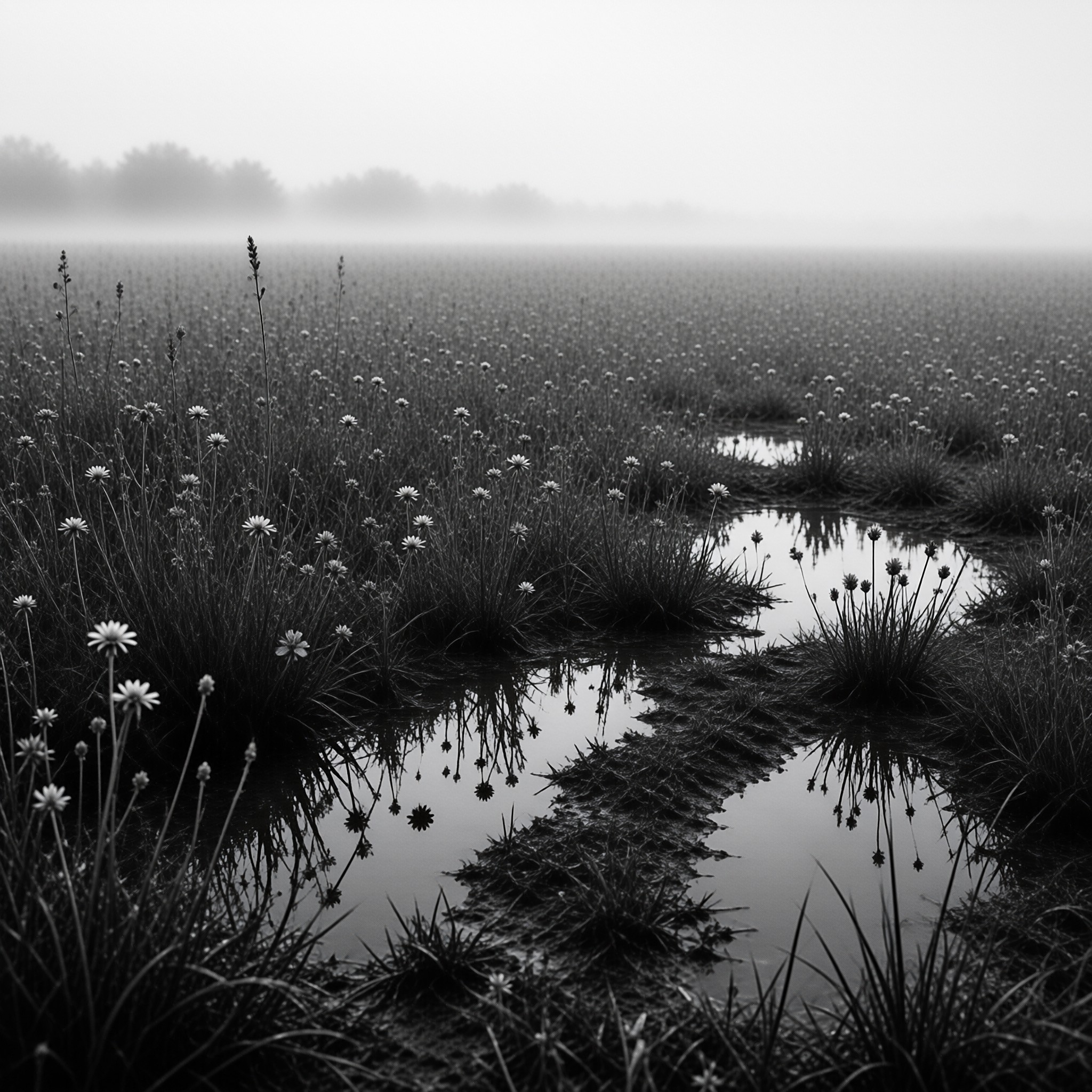Foggy Wildflower Marsh