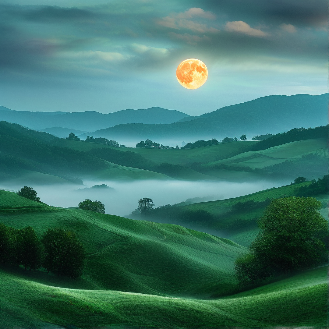 Moon Over Misty Green Hills