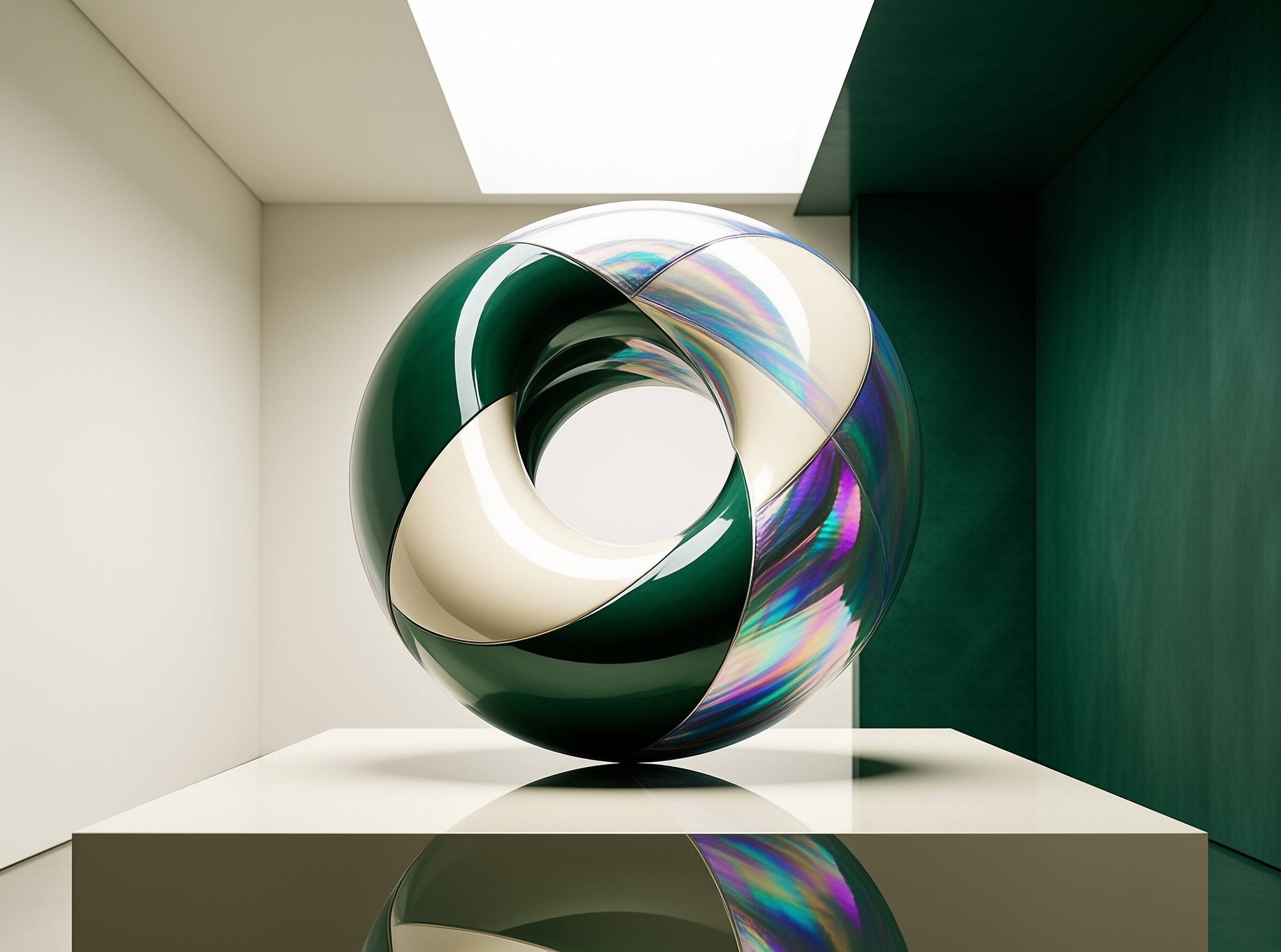 Abstract Iridescent Sphere Art