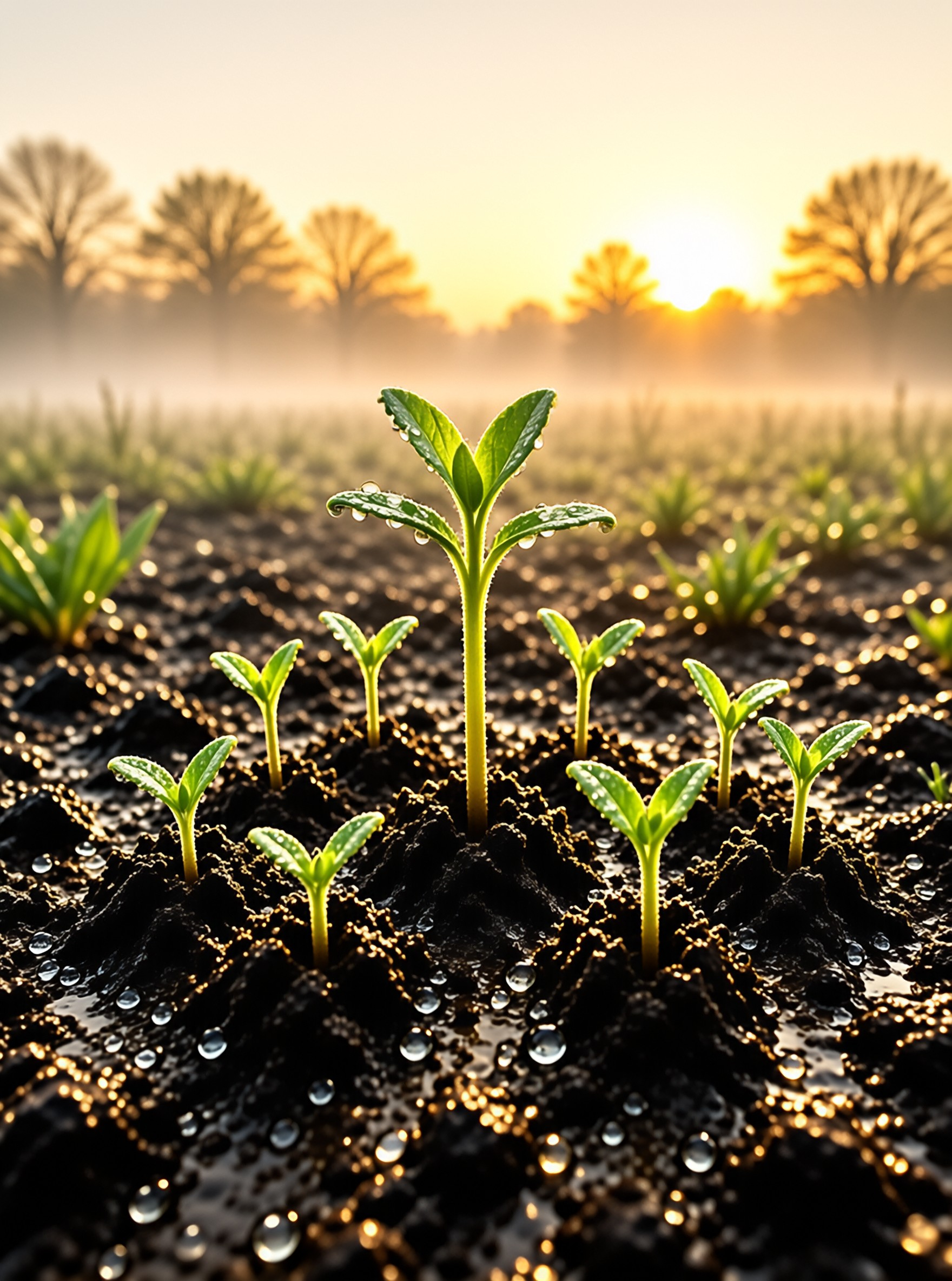 Young Seedlings in Soil