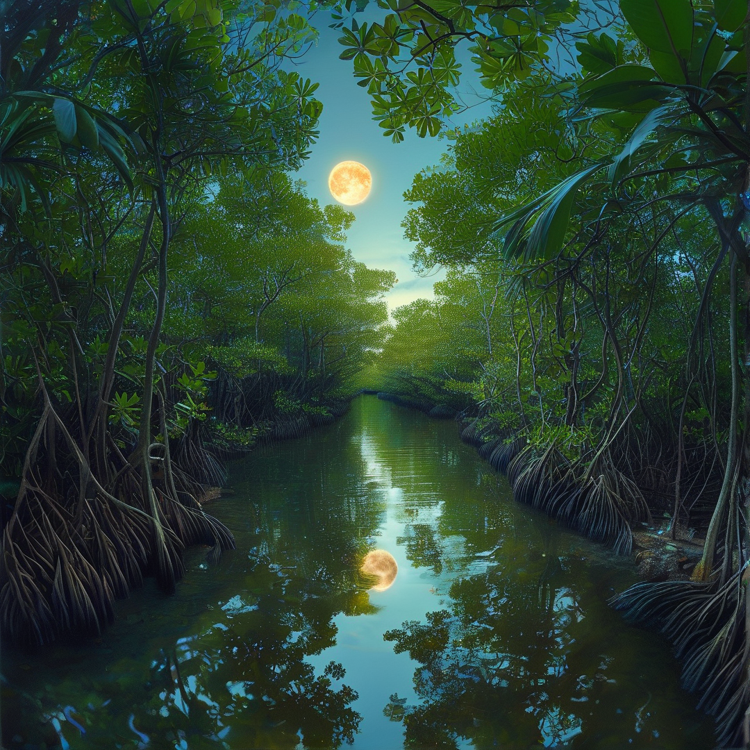 Mangrove Moonlit River