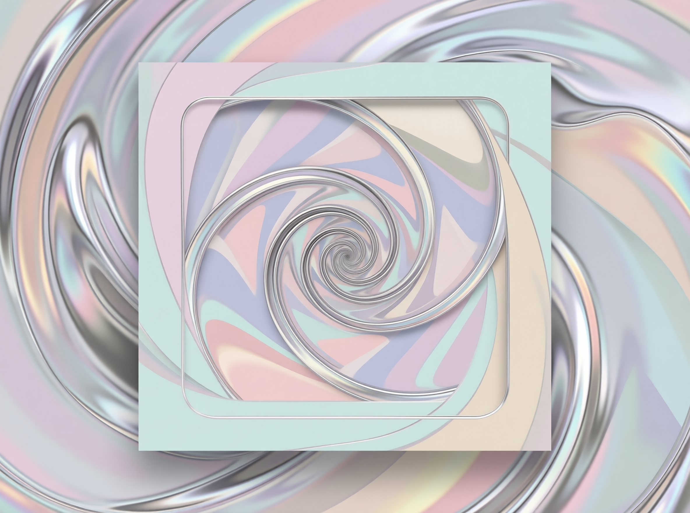 Pastel Chrome Swirl Abstract