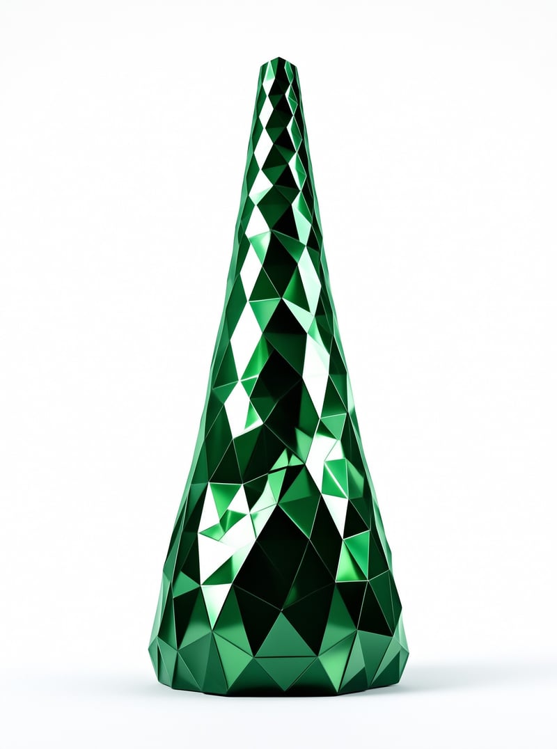 Green Faceted Cone Sculpture