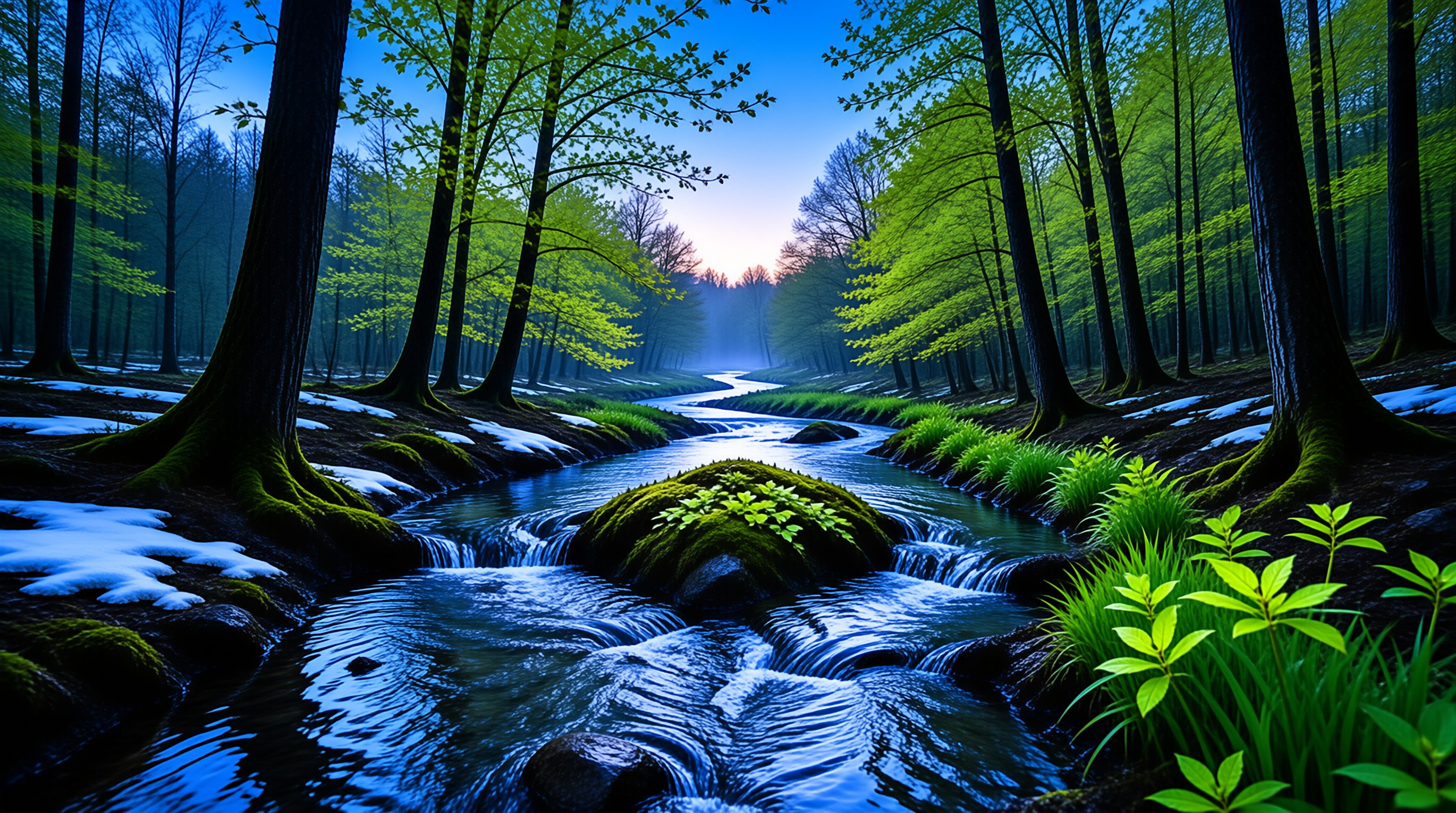 Enchanted Forest Stream at Dawn