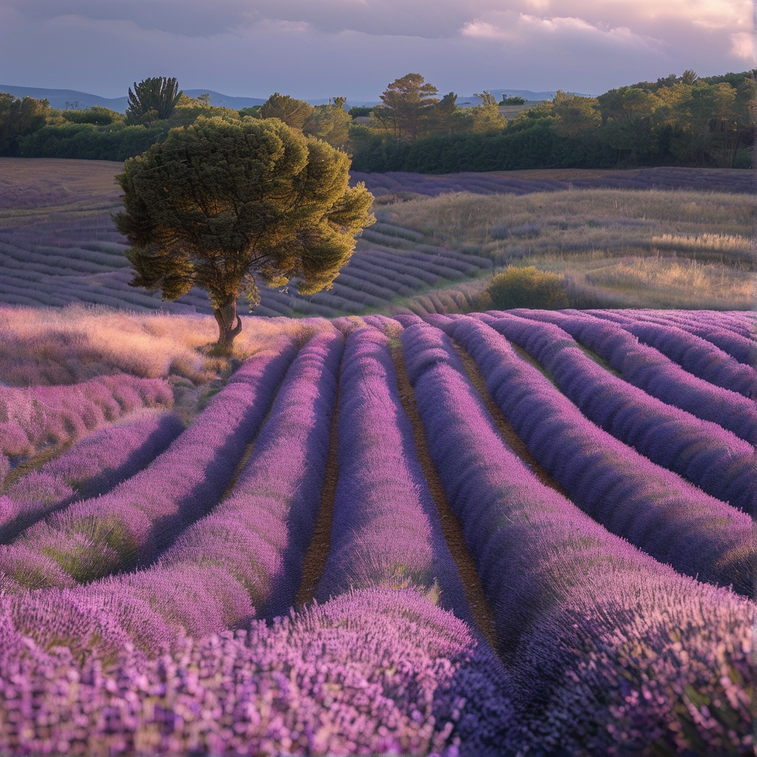 Solitary Tree in Lavender